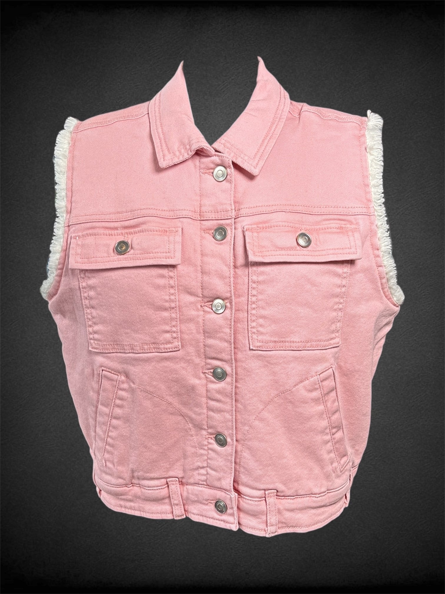 M CELEBRITY PINK pink button up vest with white fur inner lining