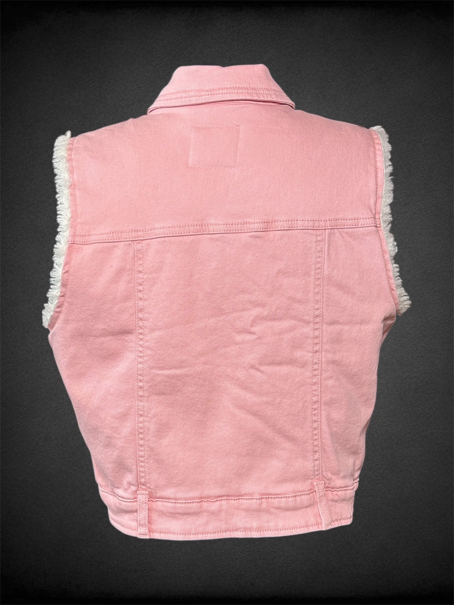 M CELEBRITY PINK pink button up vest with white fur inner lining