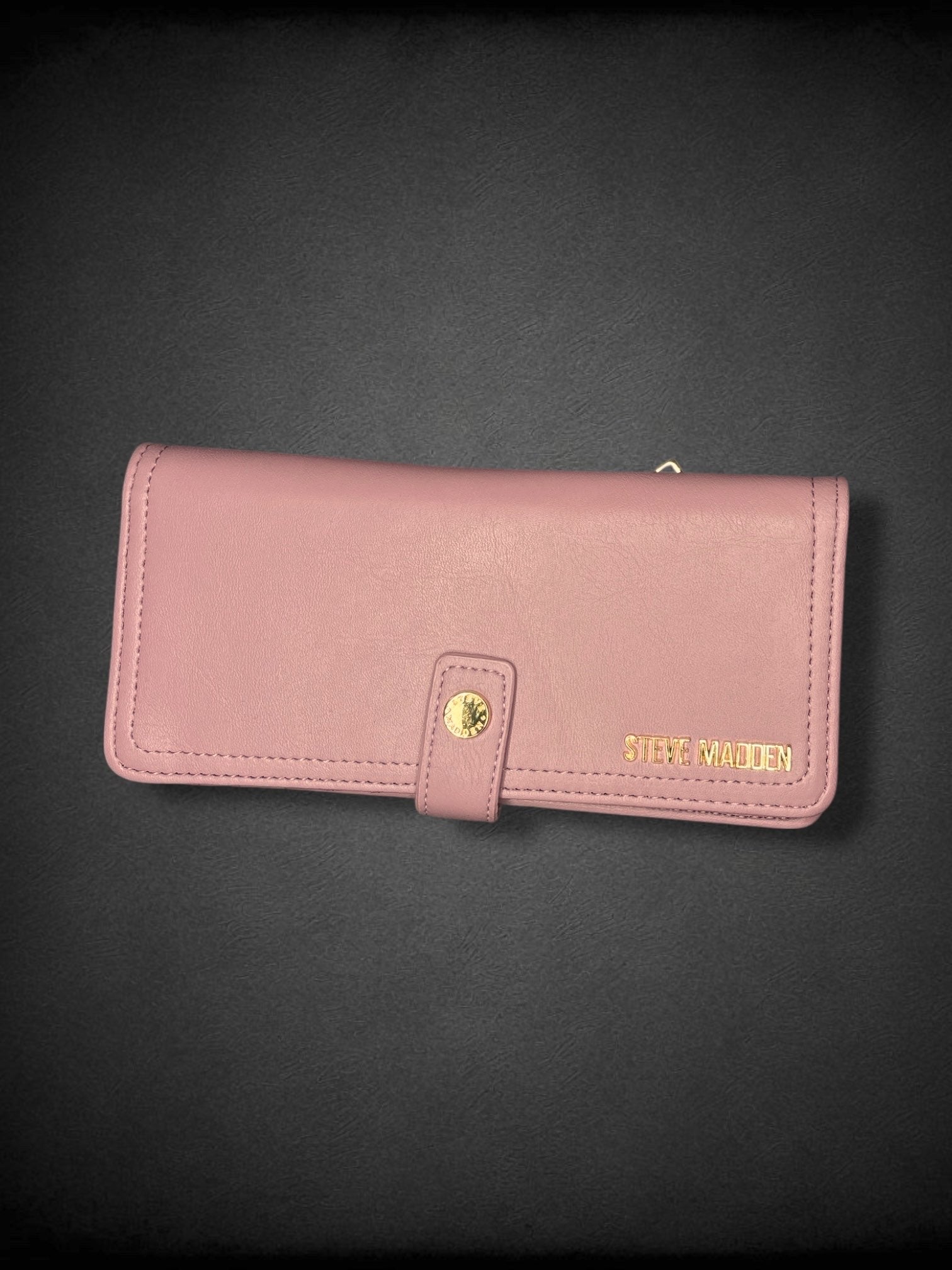 STEVE MADDEN pink bi-fold leather wallet with gold accents