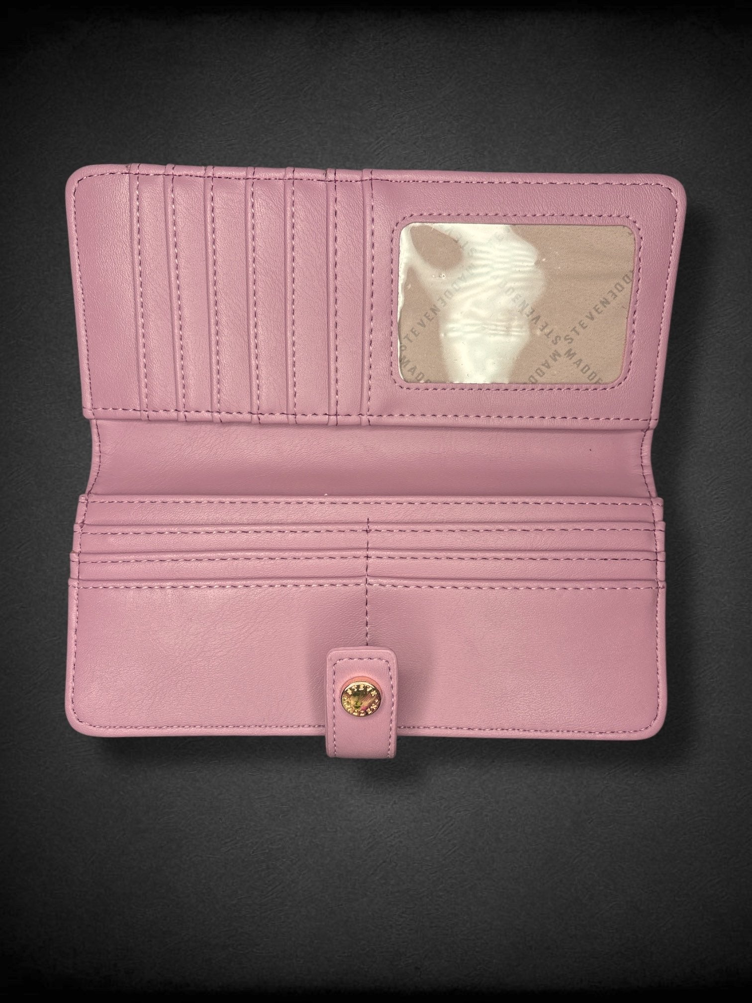 STEVE MADDEN pink bi-fold leather wallet with gold accents
