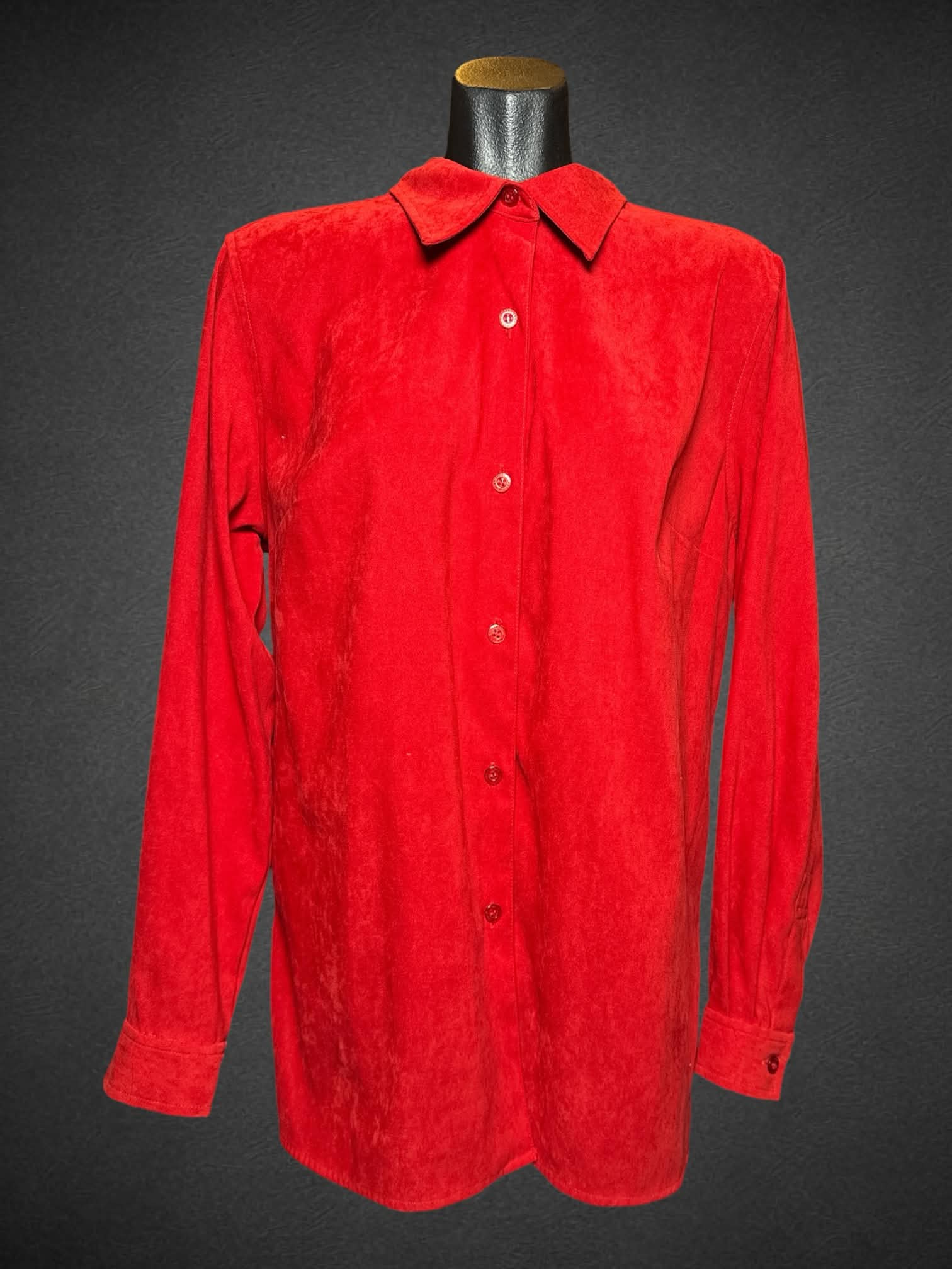 L EMMA JAMES SPORT  vintage red suede like textured button up
