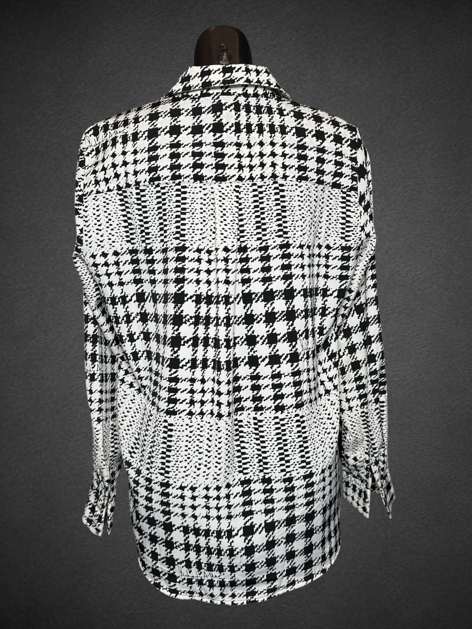 L Richard Allen x H&M off white and black multi pattern long sleeve button up