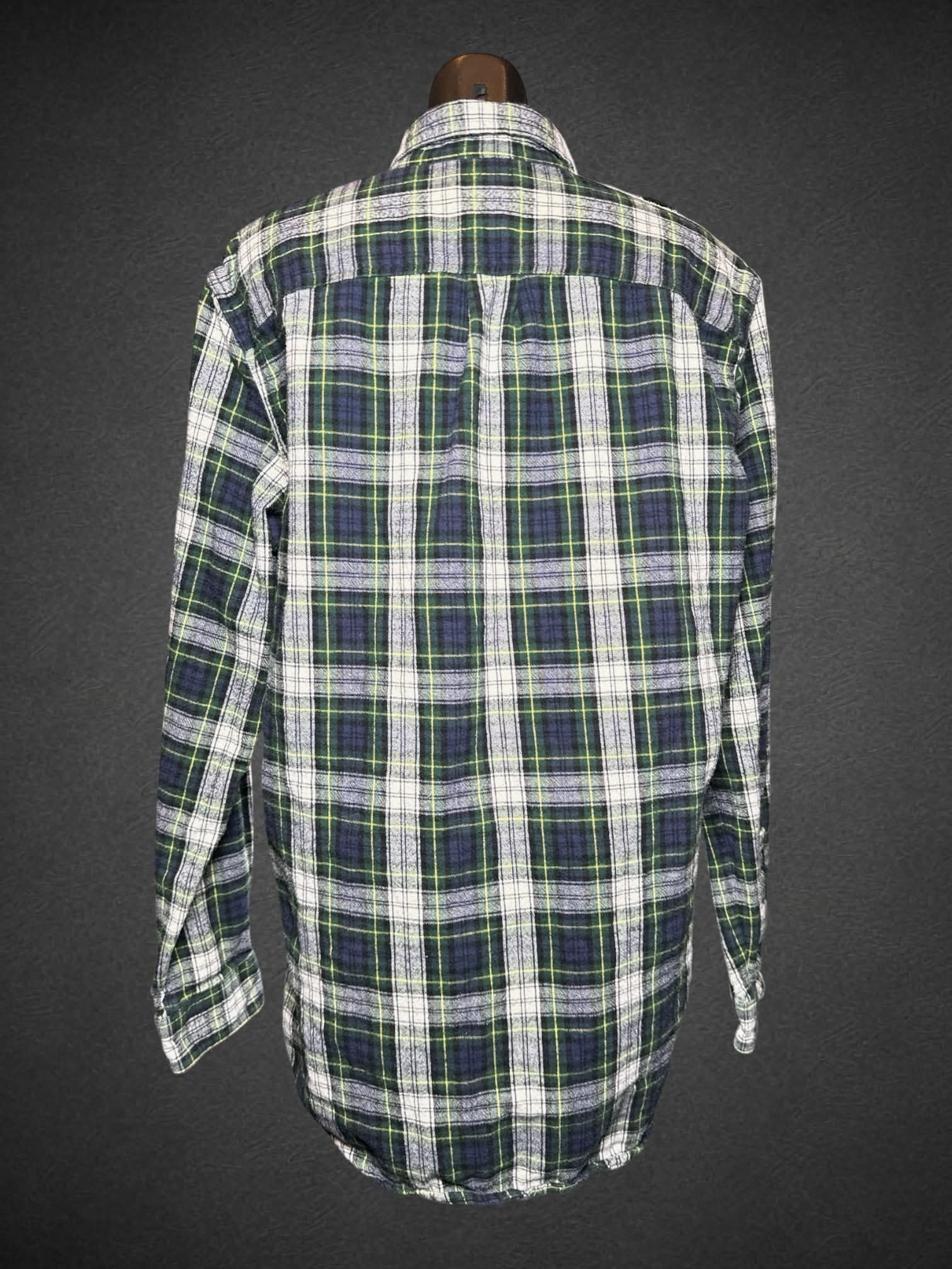 L L.L.Bean white, green, blue, and yellow plaid button down