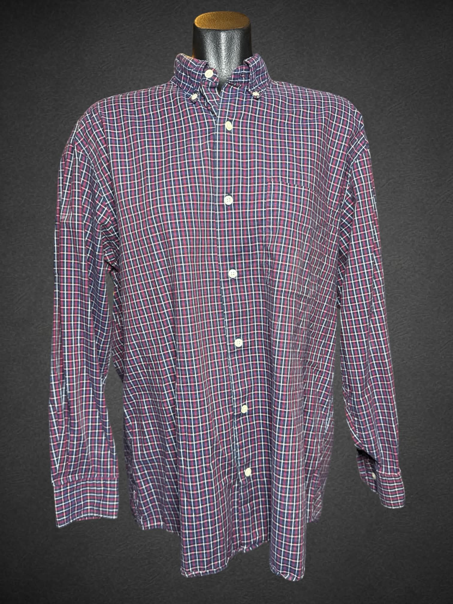 XL BANANA REPUBLIC blue, red, and white plaid button down