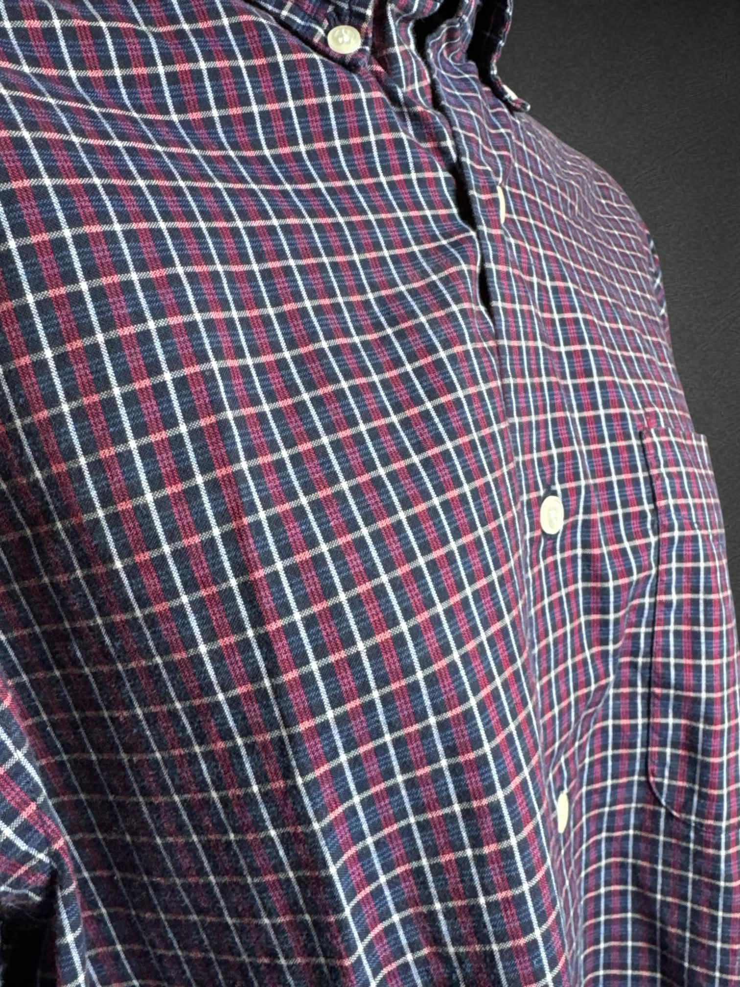 XL BANANA REPUBLIC blue, red, and white plaid button down