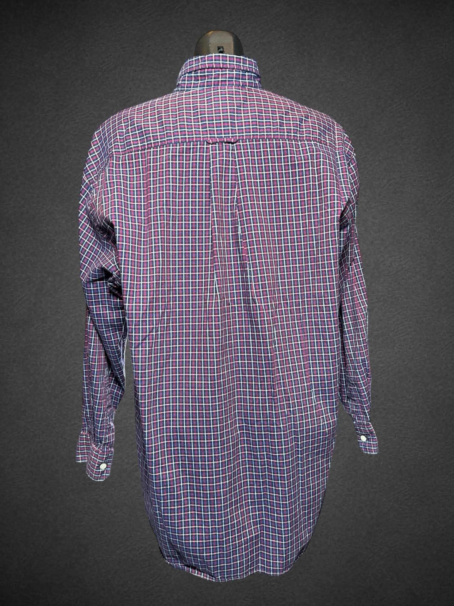 XL BANANA REPUBLIC blue, red, and white plaid button down