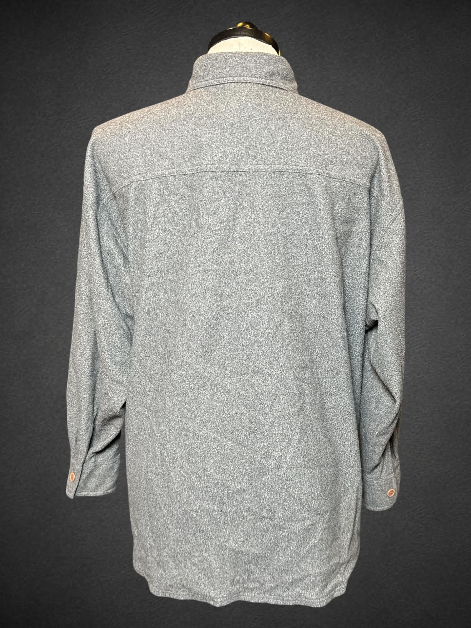 2X Venezia Jeans grey fuzzy long sleeve button up top with two front pockets