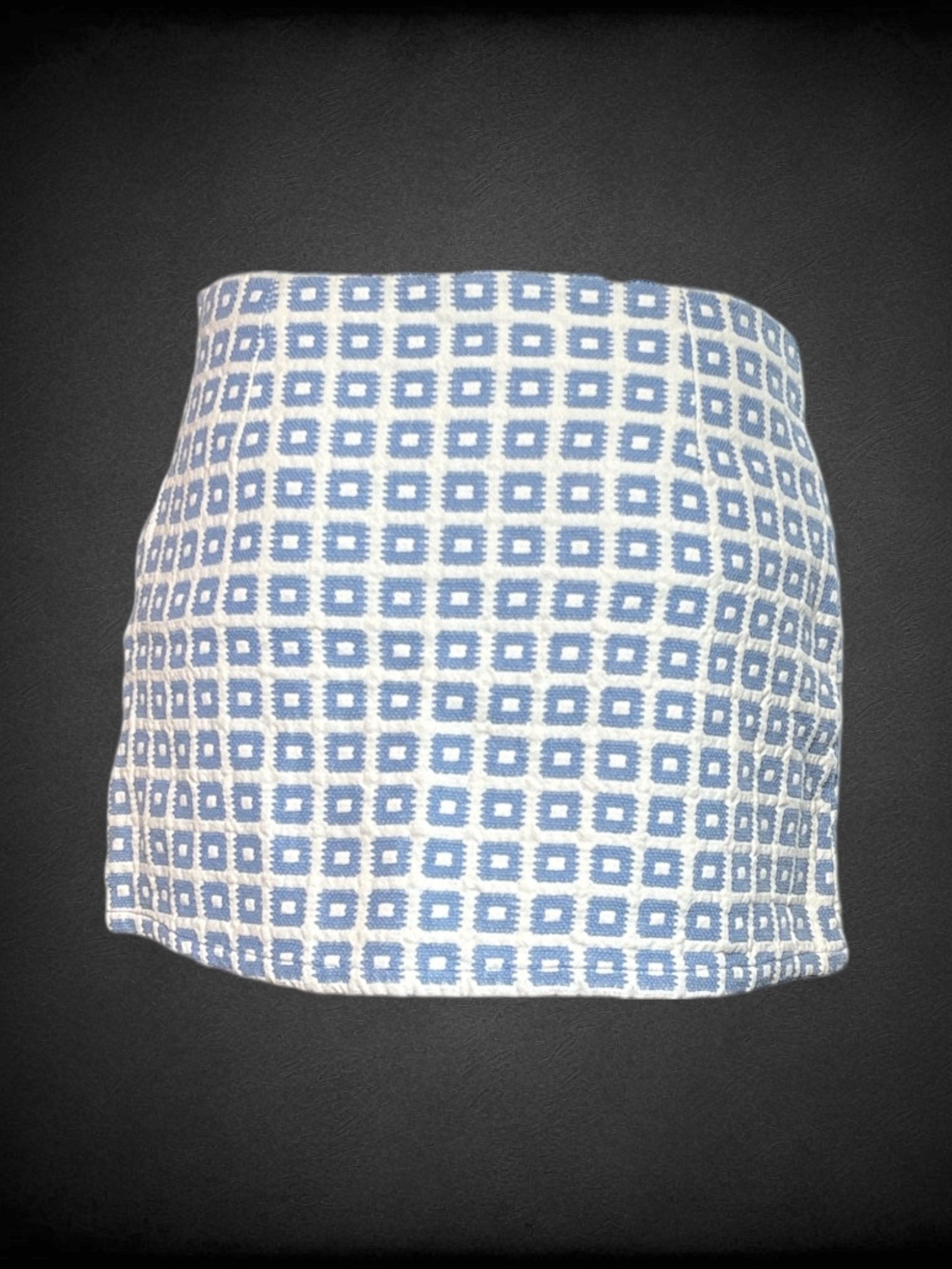 L I Love H81 Mini skirt white with blue square knit pattern