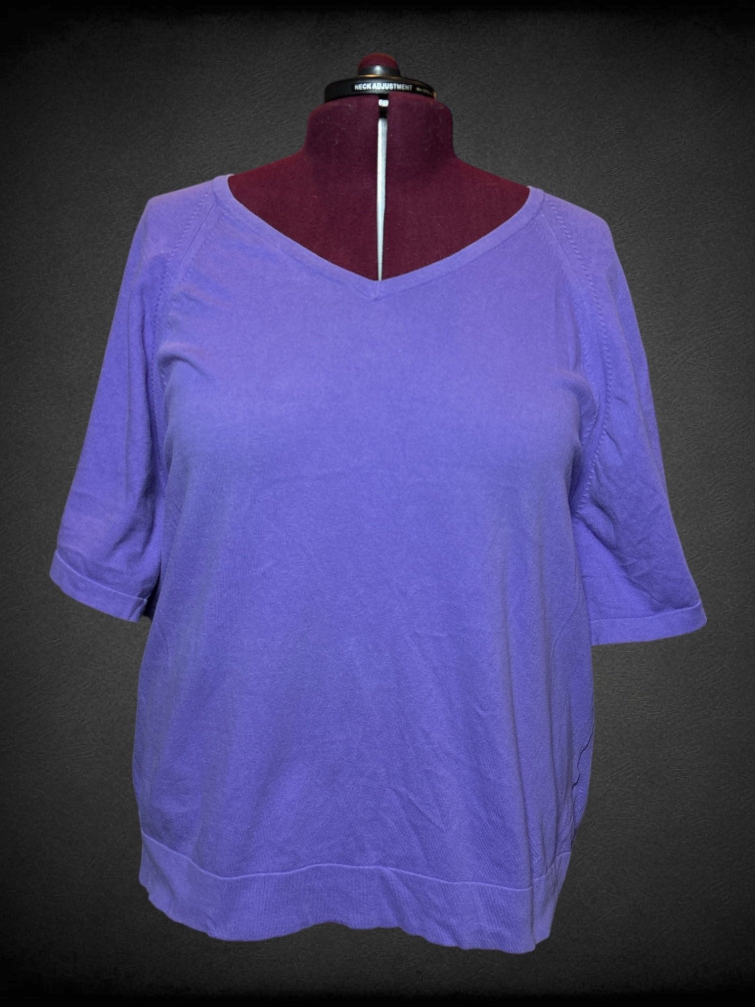 3X Dana Buchman purple short sleeve top with button on back