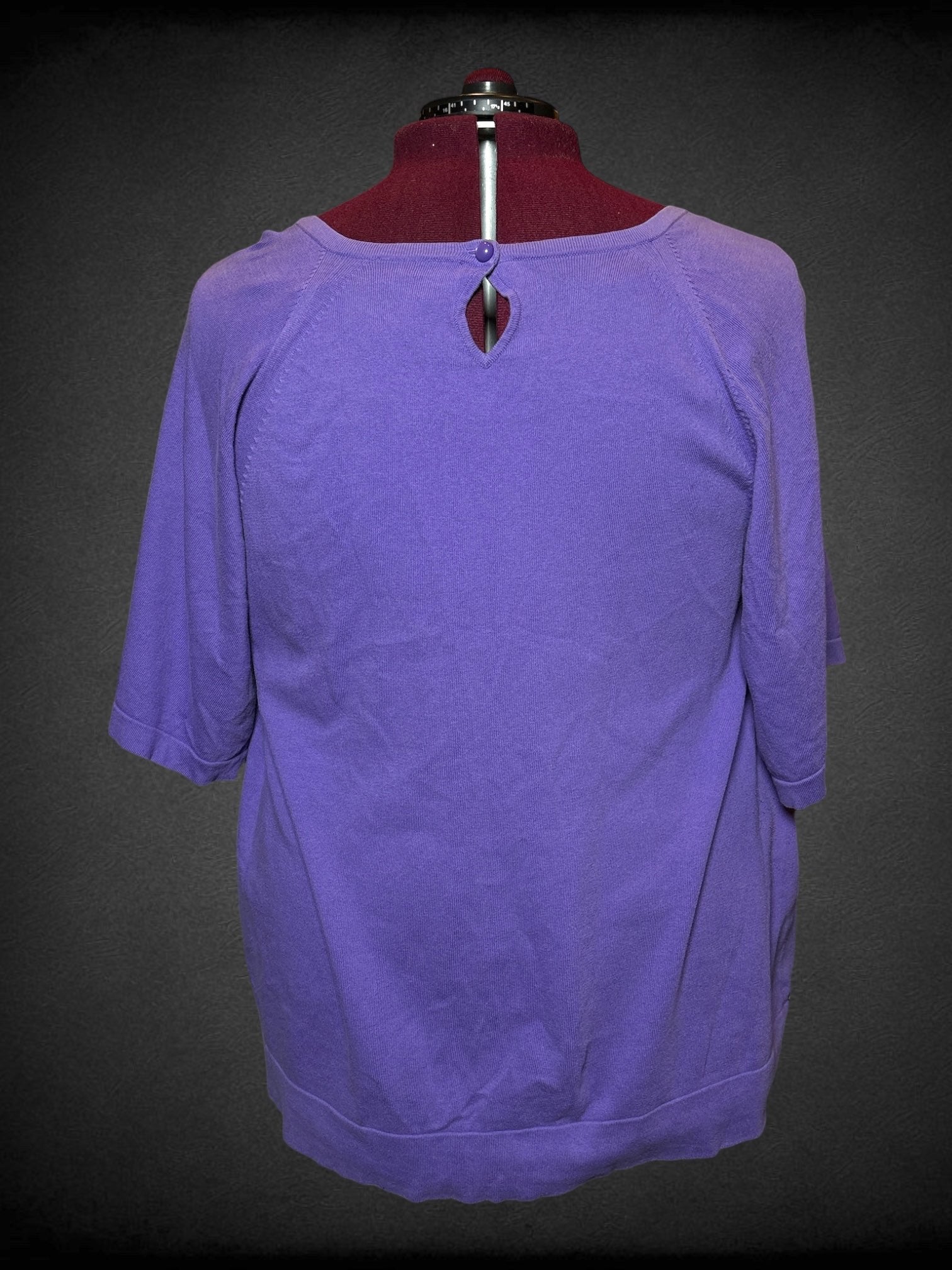 3X Dana Buchman purple short sleeve top with button on back