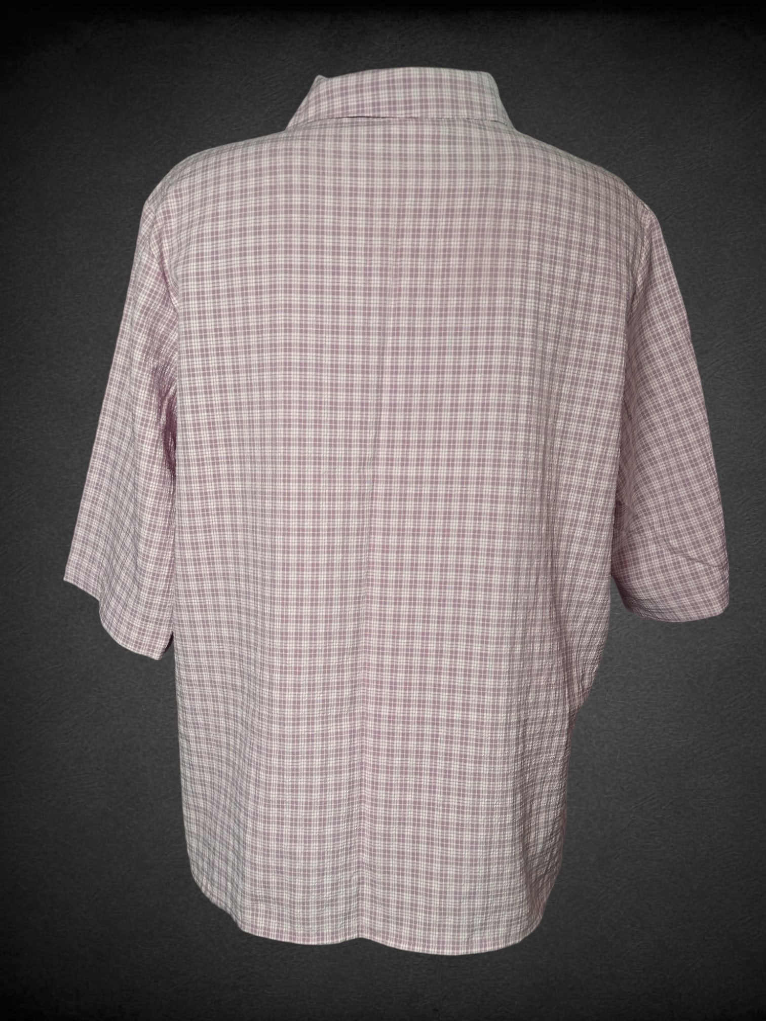 L Southern Lady vintage white and pink plaid button up short sleeve collared shirt