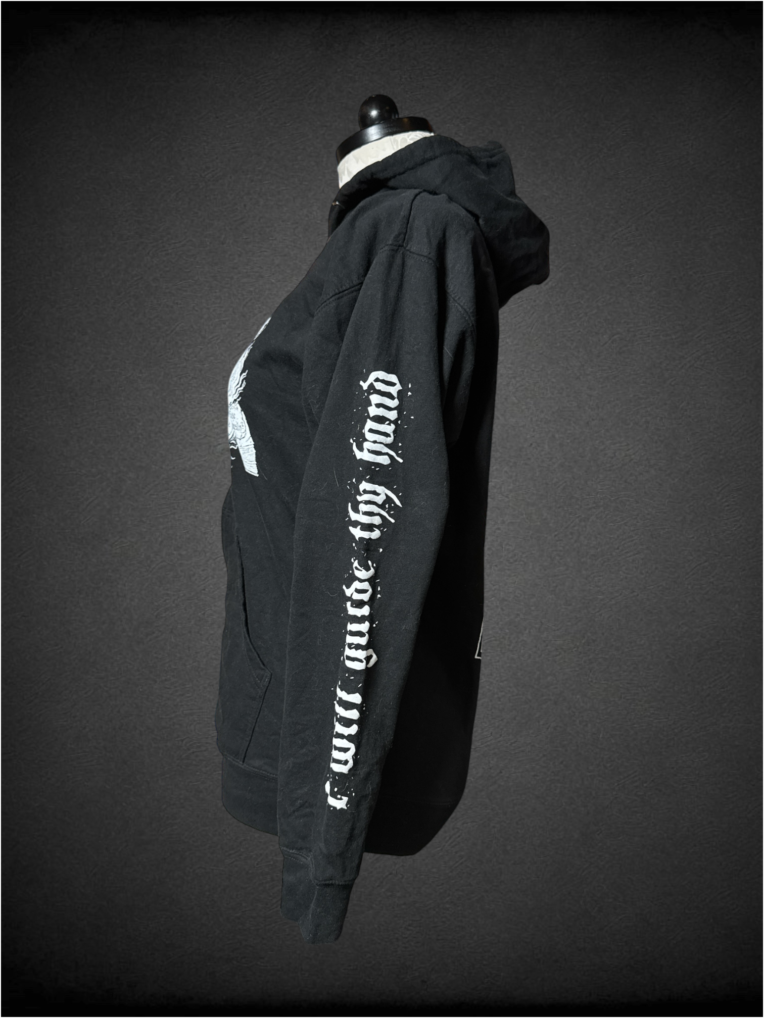 XL CreepORama black hoodie with white witchy designs