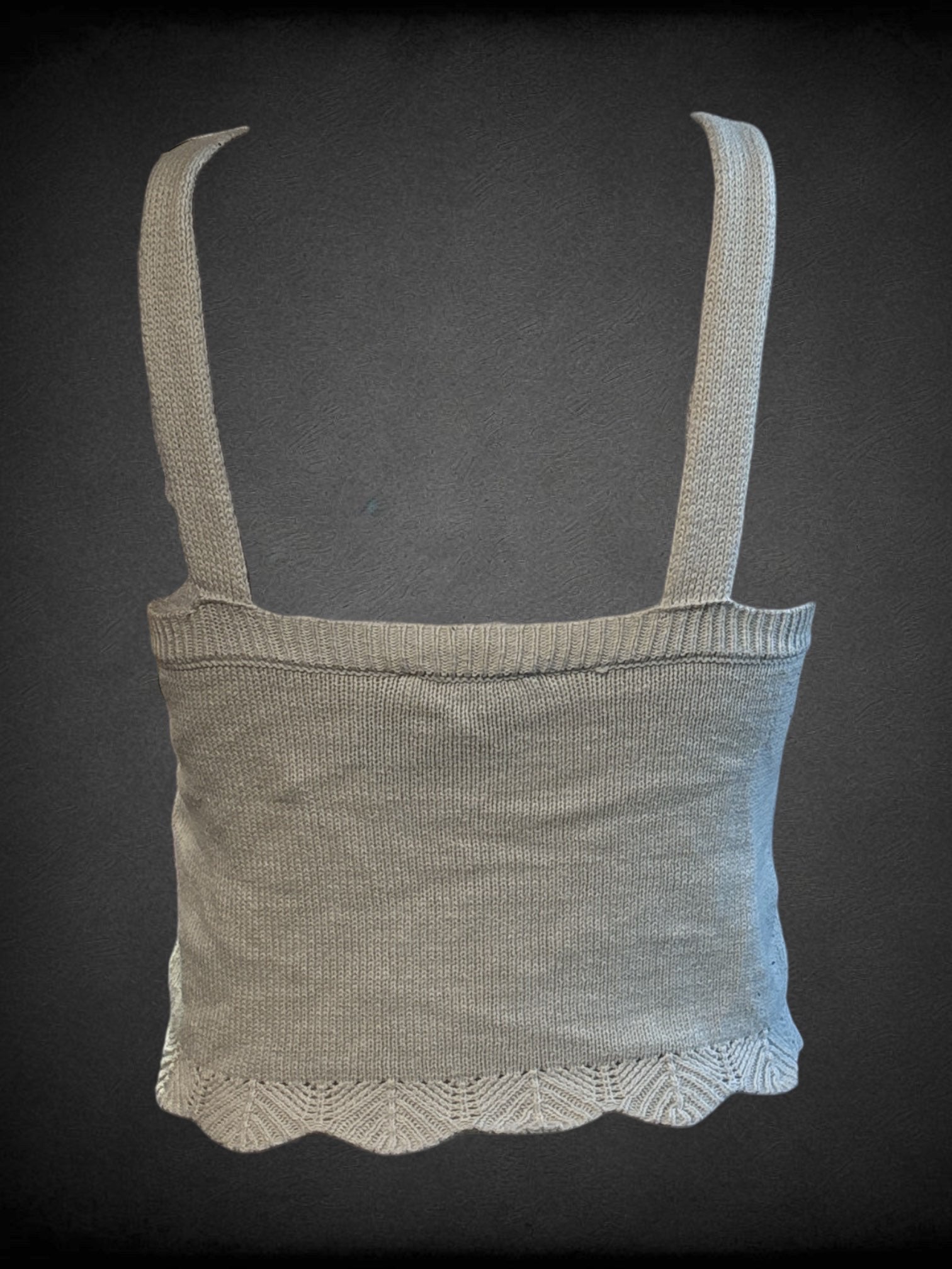 M Freshman 1996 light beige knit tank with floral detail