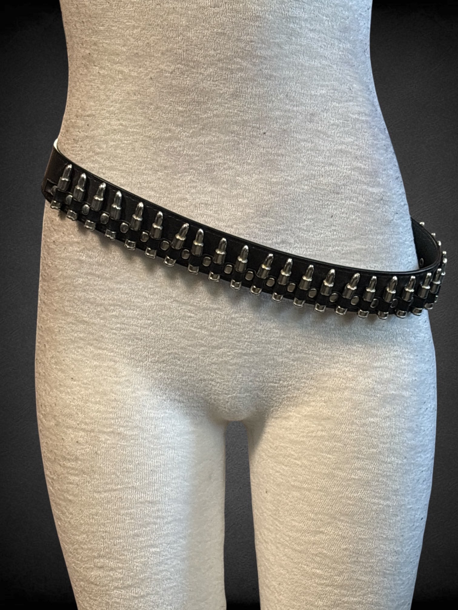S/M Black with Silver Toned Faux Bullets Belt