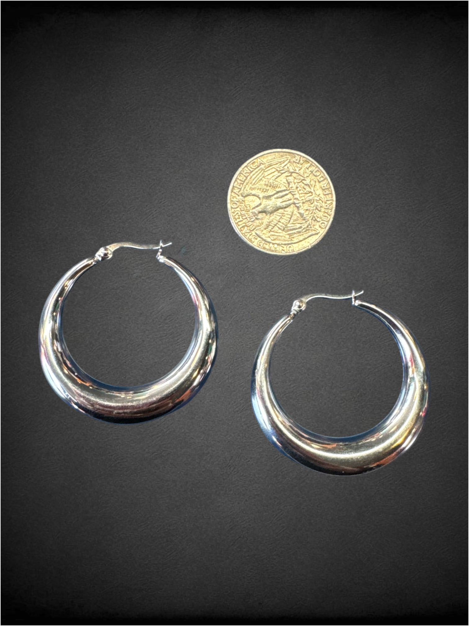 Silver tone chunky hoops