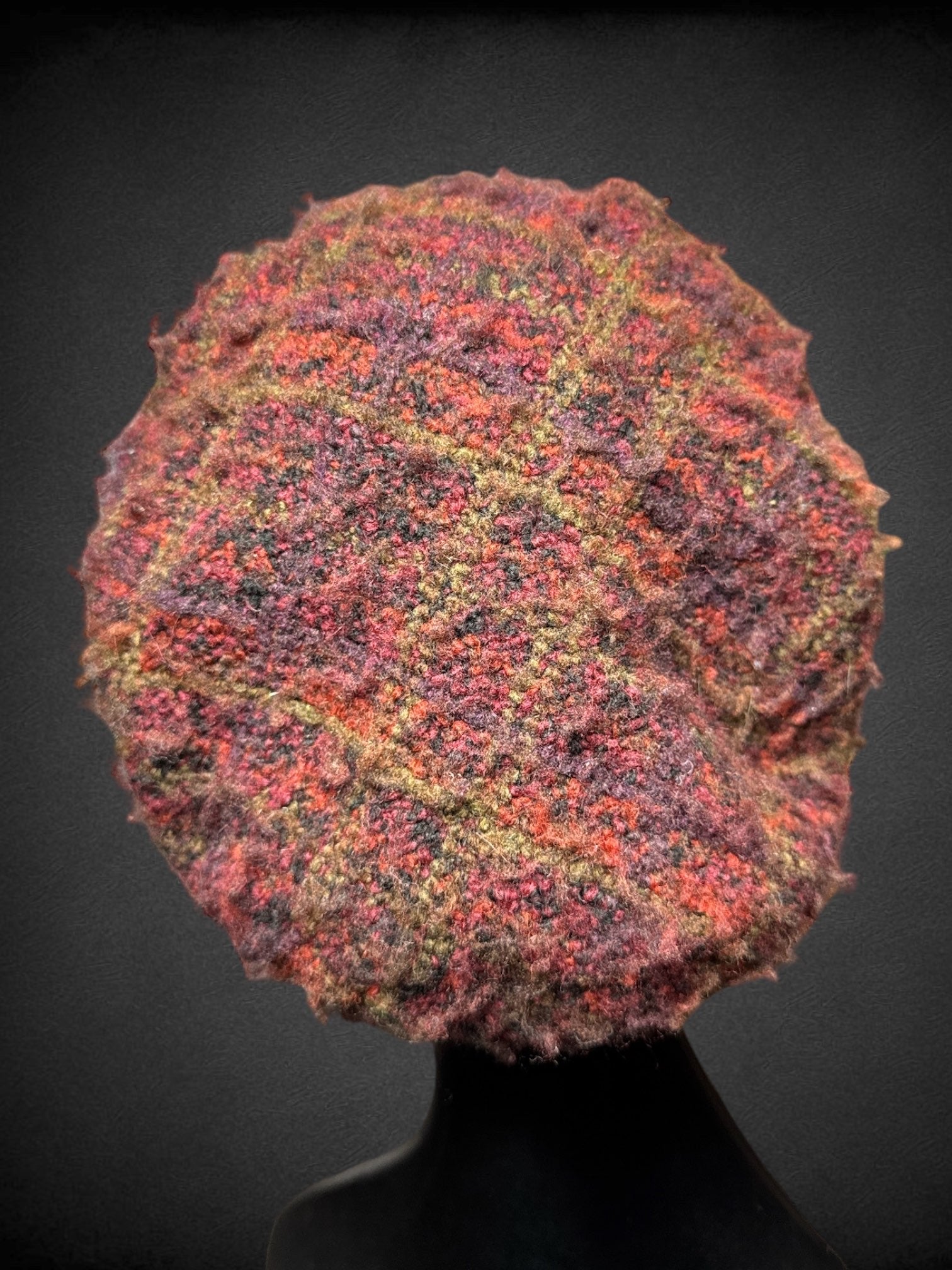 Diane Scott multicolor knit beanie with tie on inside