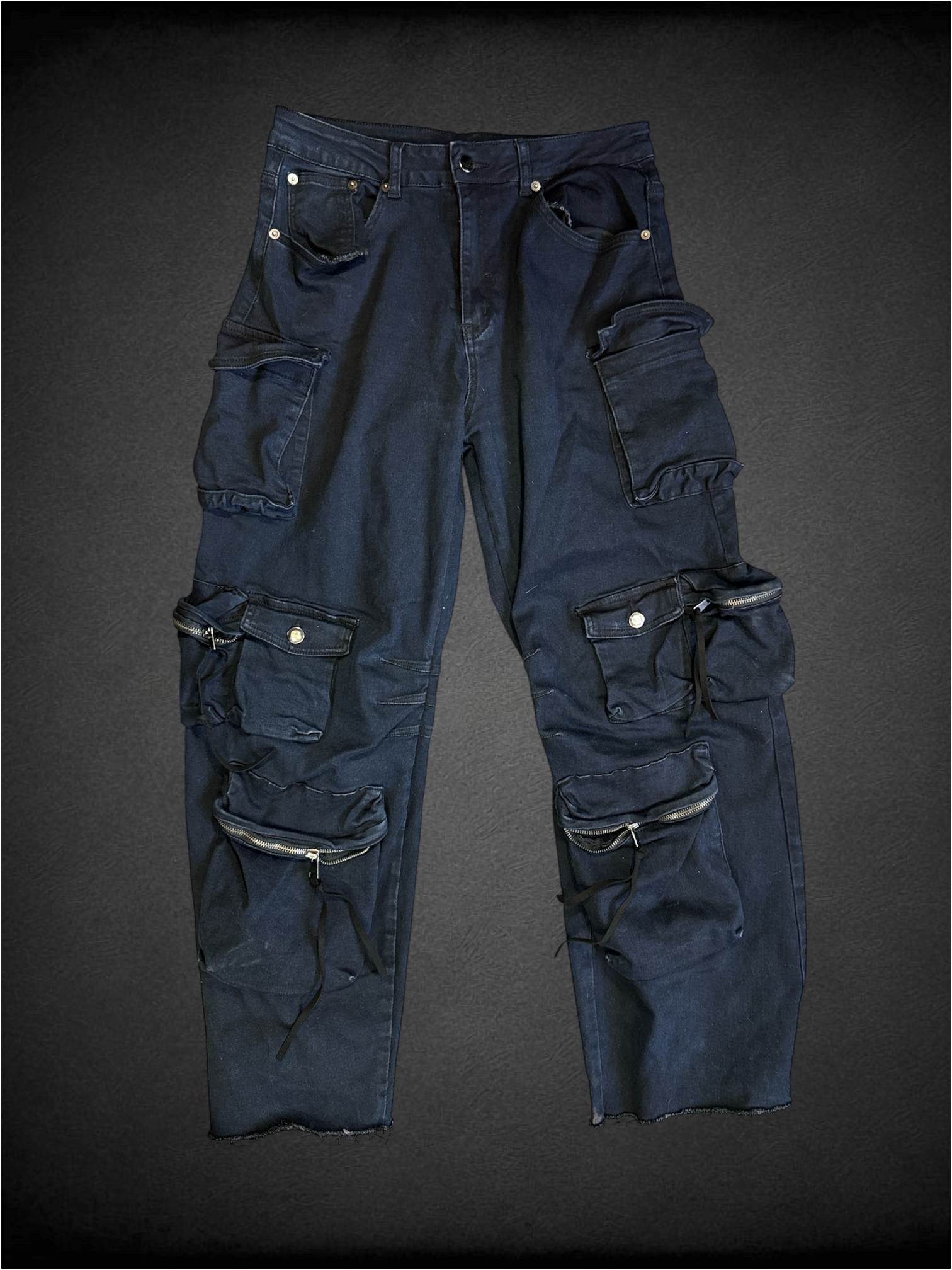 L WFFS black cargo pants with multiple pockets