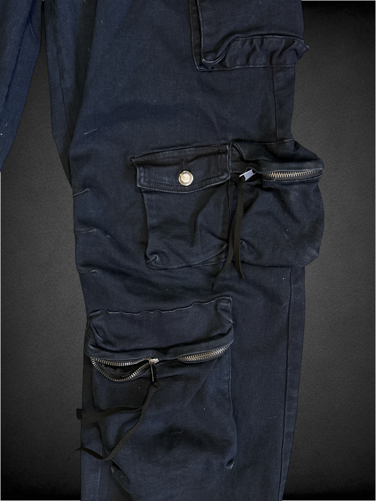 L WFFS black cargo pants with multiple pockets