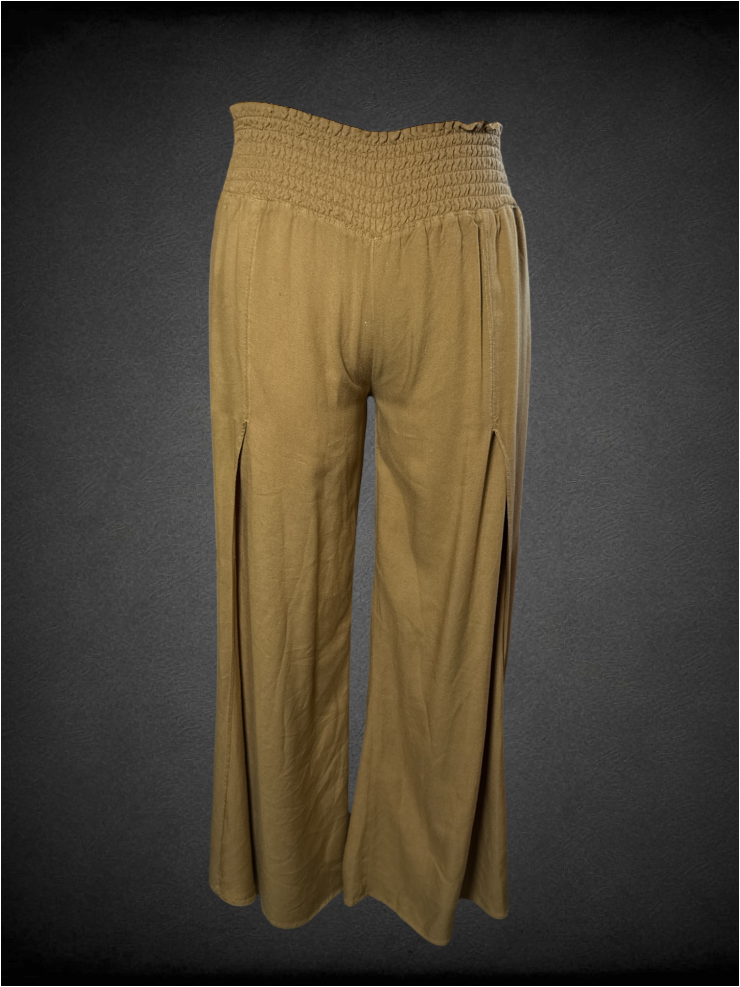 0X Rewash light brown flared pants with side slits