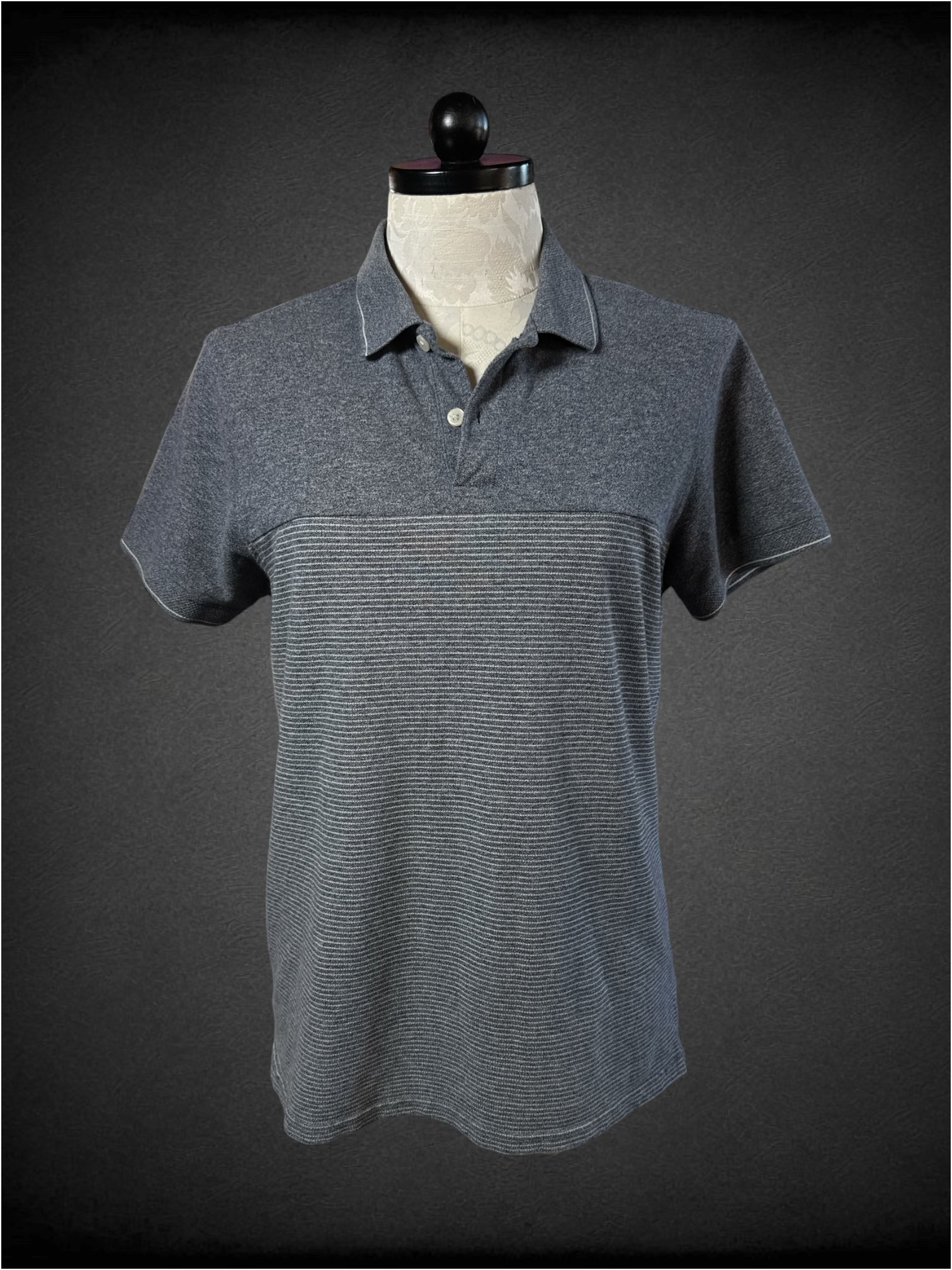0X Goodfellow & Co blueish grey polo with striped detail
