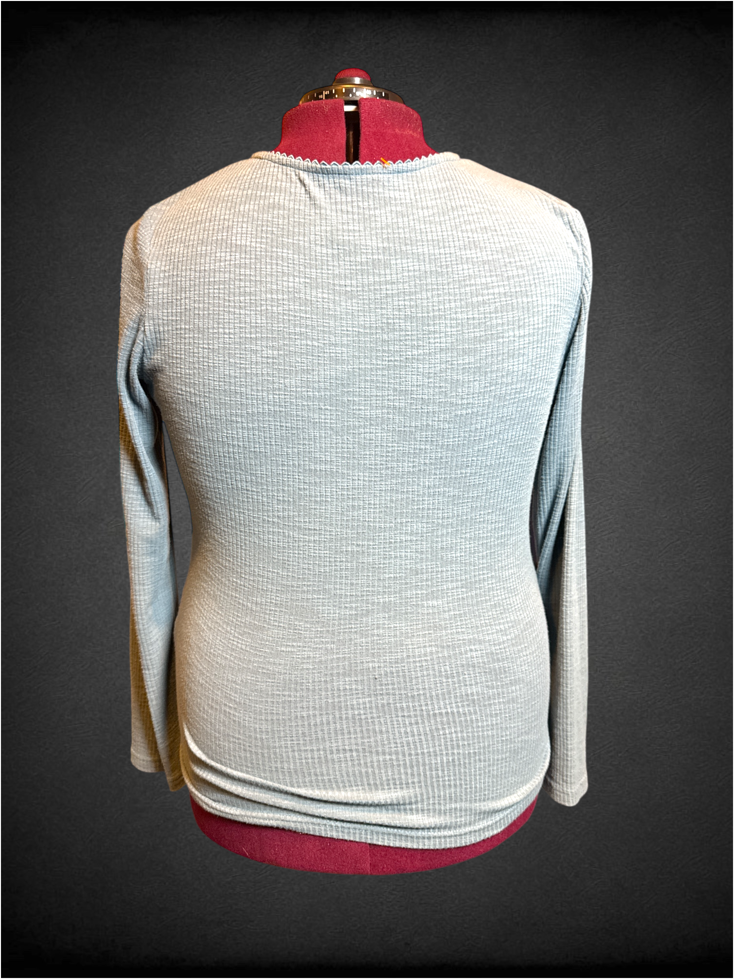 5X light blue ribbed henley long sleeve top