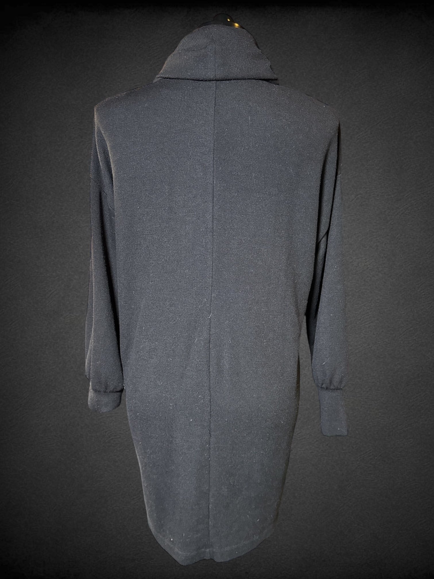 2X Mime Britton black long sleeve sweater dress with cowl neck, and cuffed sleeves