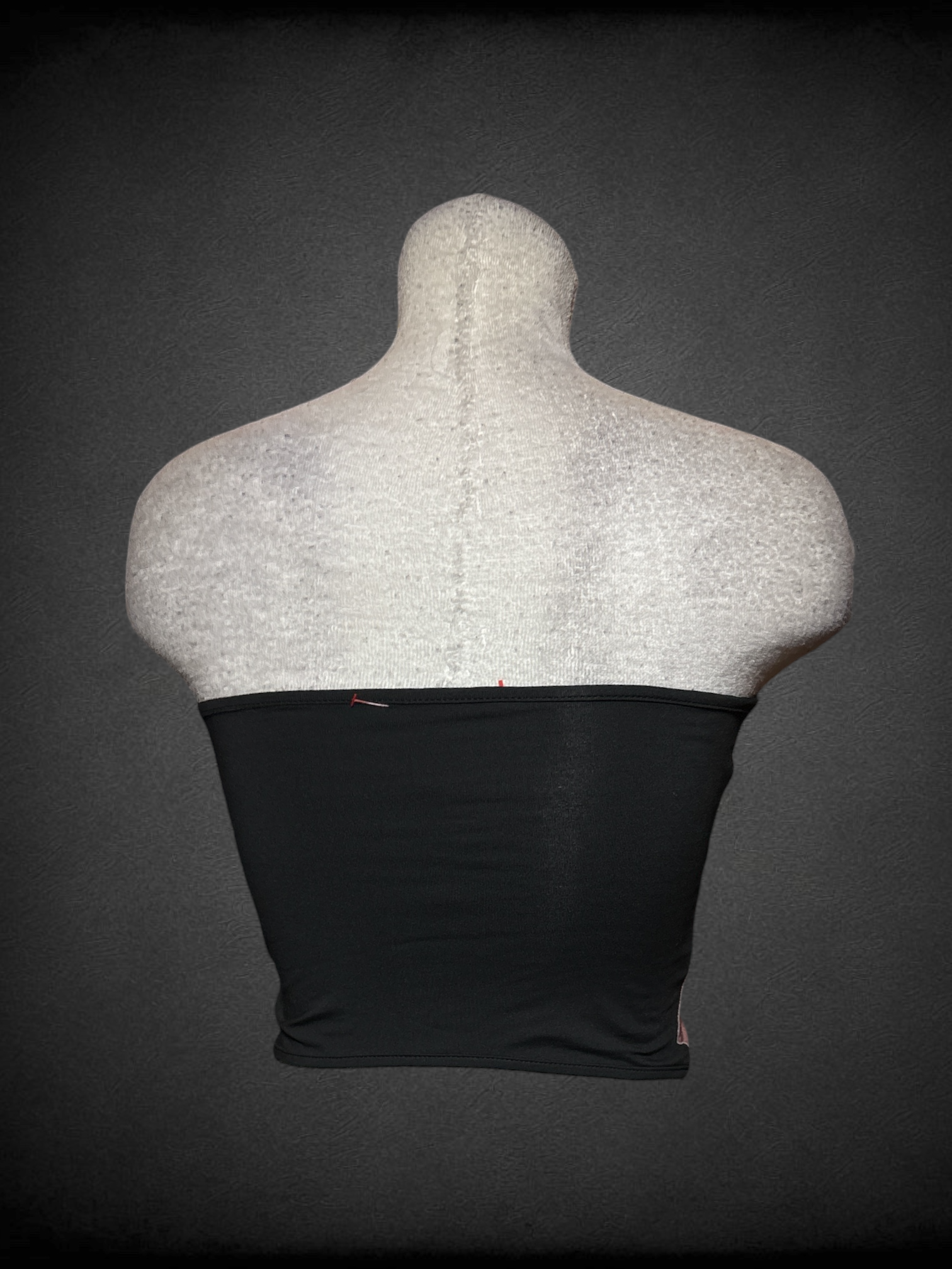 M black cropped tube-top with graphic of oil painting