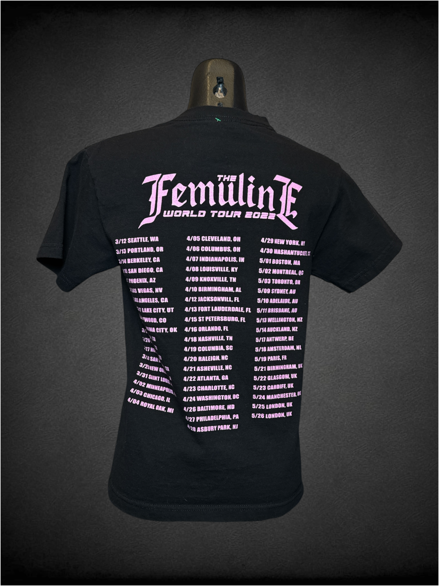S Black Femuline 2022 tour tee