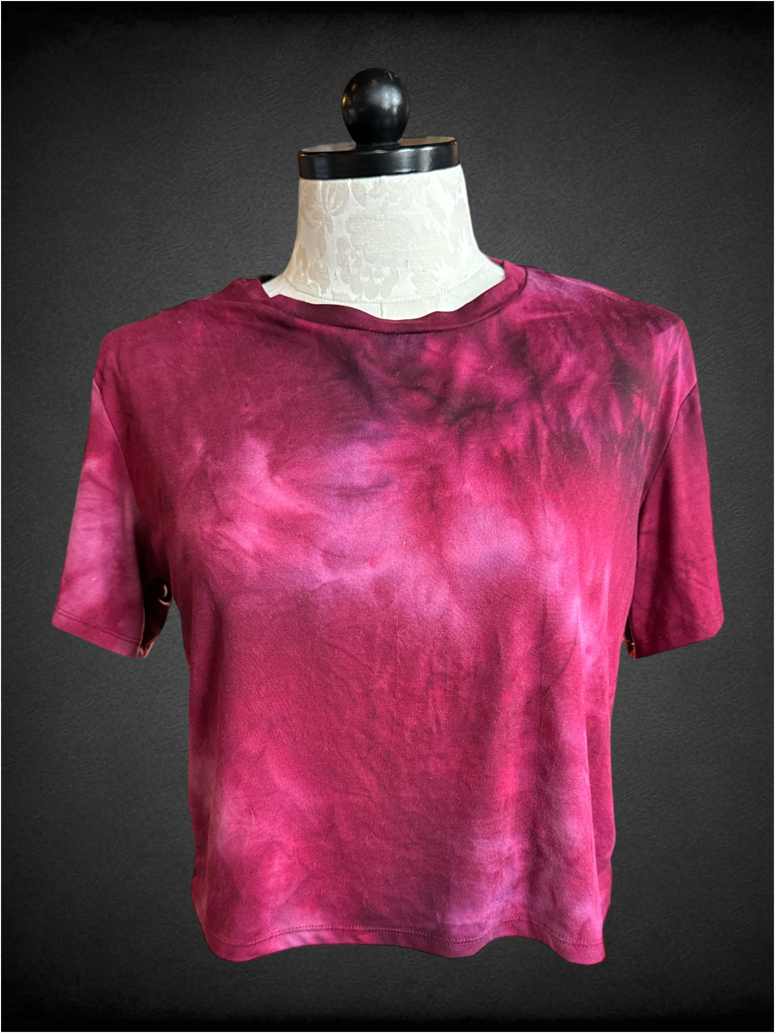 2X Pink and red tie dye crop top