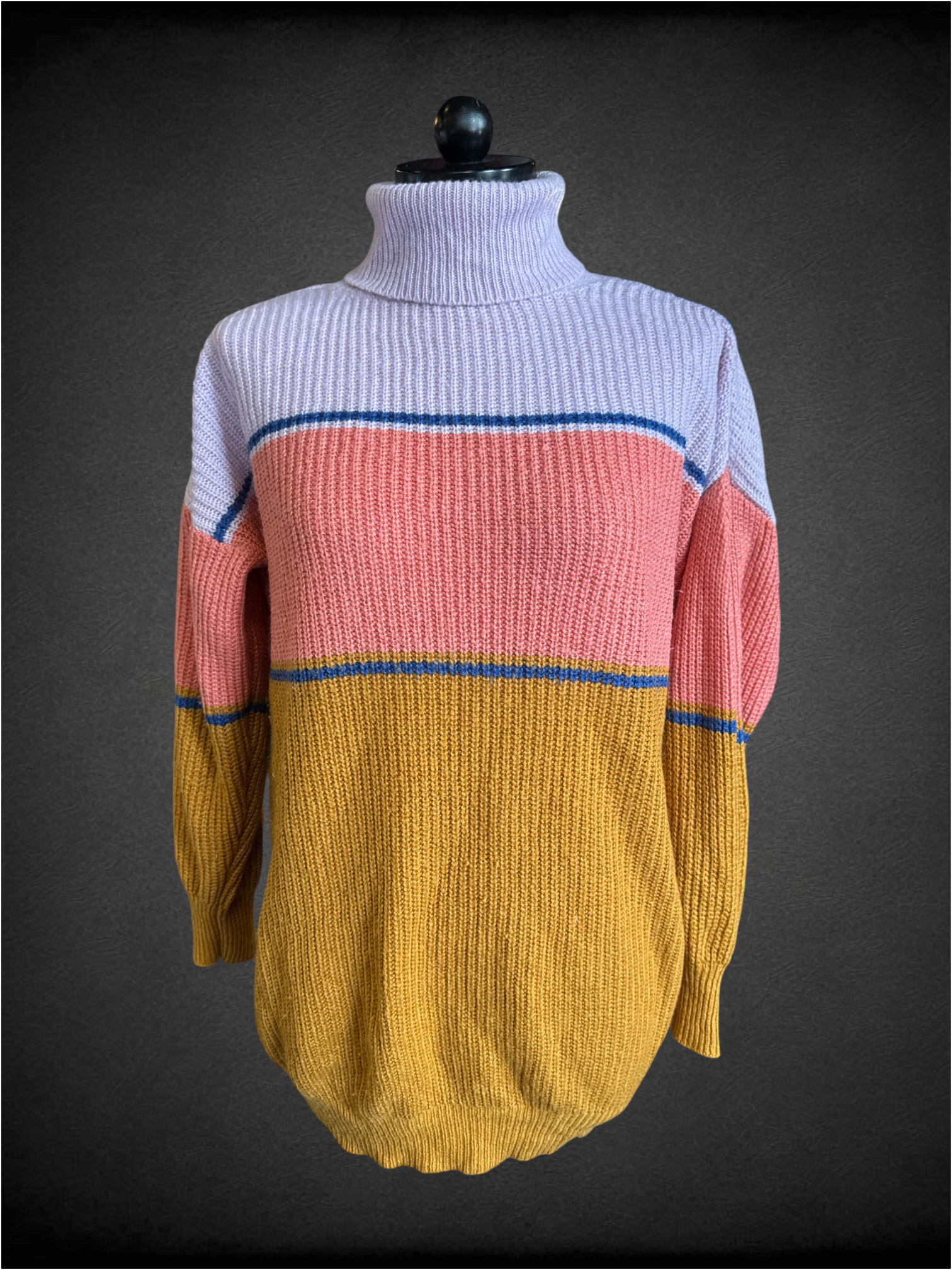 0X So color block turtleneck sweater