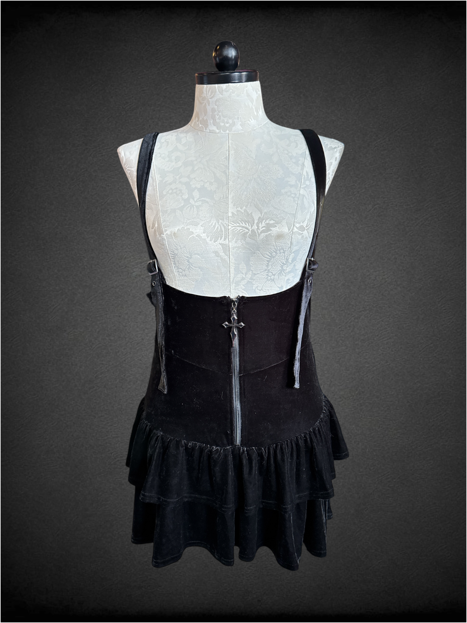 2X Killstar black velvet underbust skirt with straps