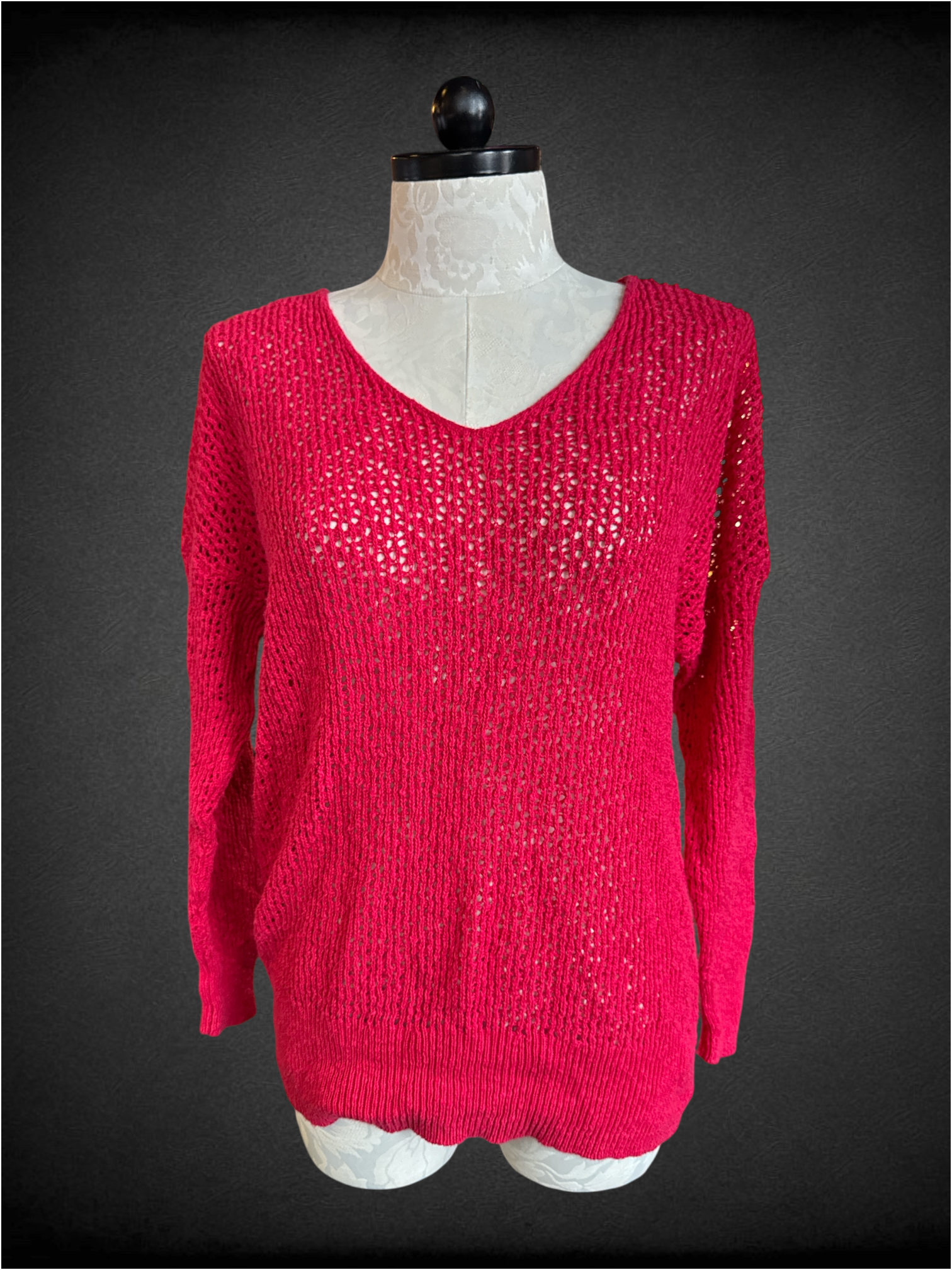 1X red loose knit sweater