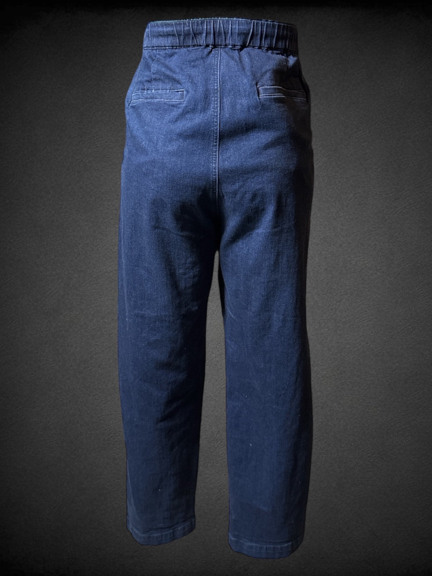 L Universal Standard blue denim lime pants with drawstring, elastic waist, and pockets