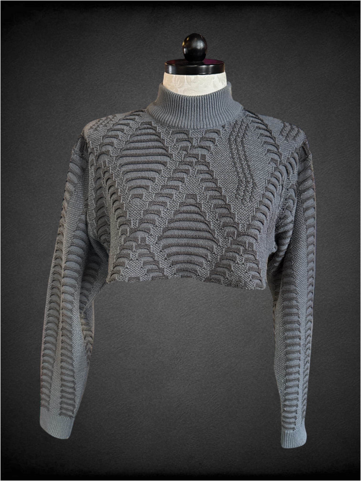 2X Syllables System greyscale cropped sweater