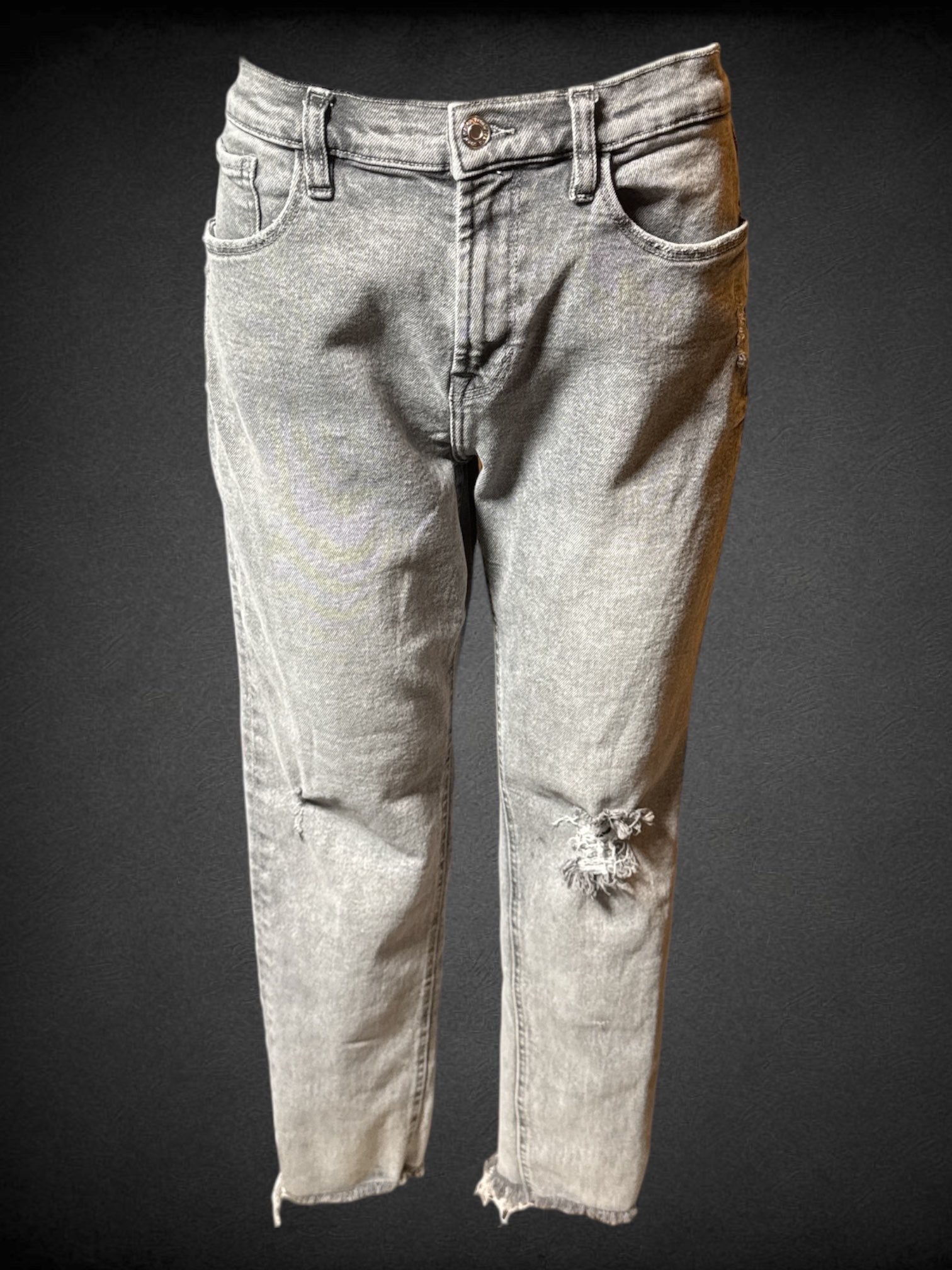 L Kensie X Vintageluxe grey washed jeans with pockets and belt loops