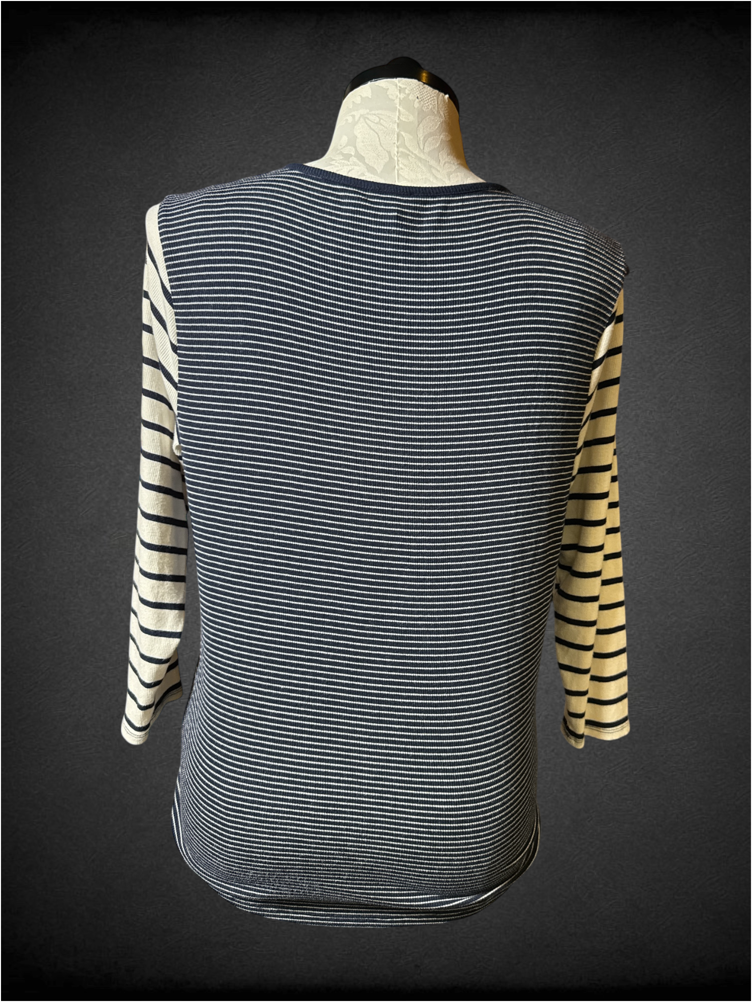 2X J. Crew blue and white striped long sleeve top with buttons