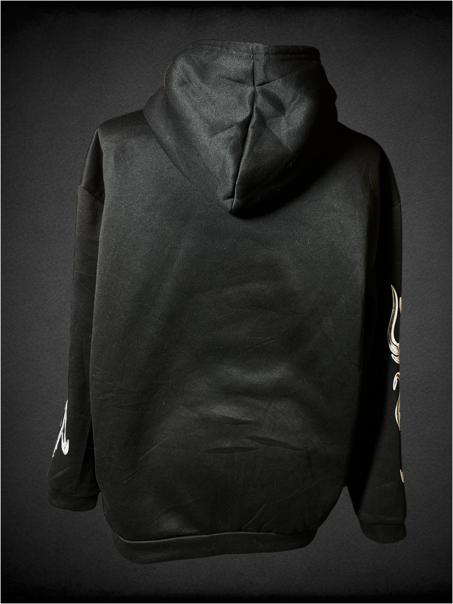 2X black hoodie with “miracle” design and graphic sleeves