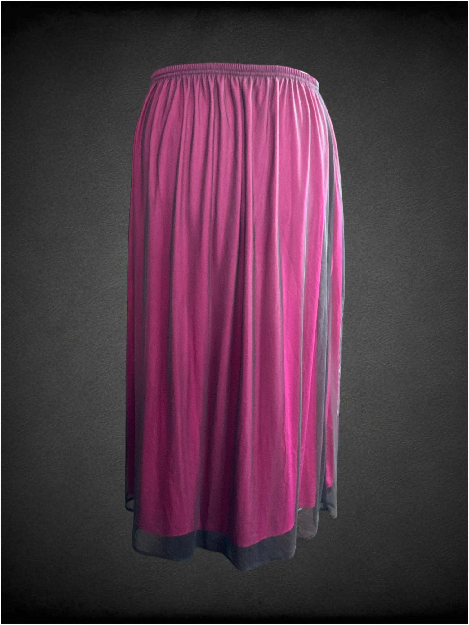 4X Vintage Notations pink maxi skirt with black mesh overlay