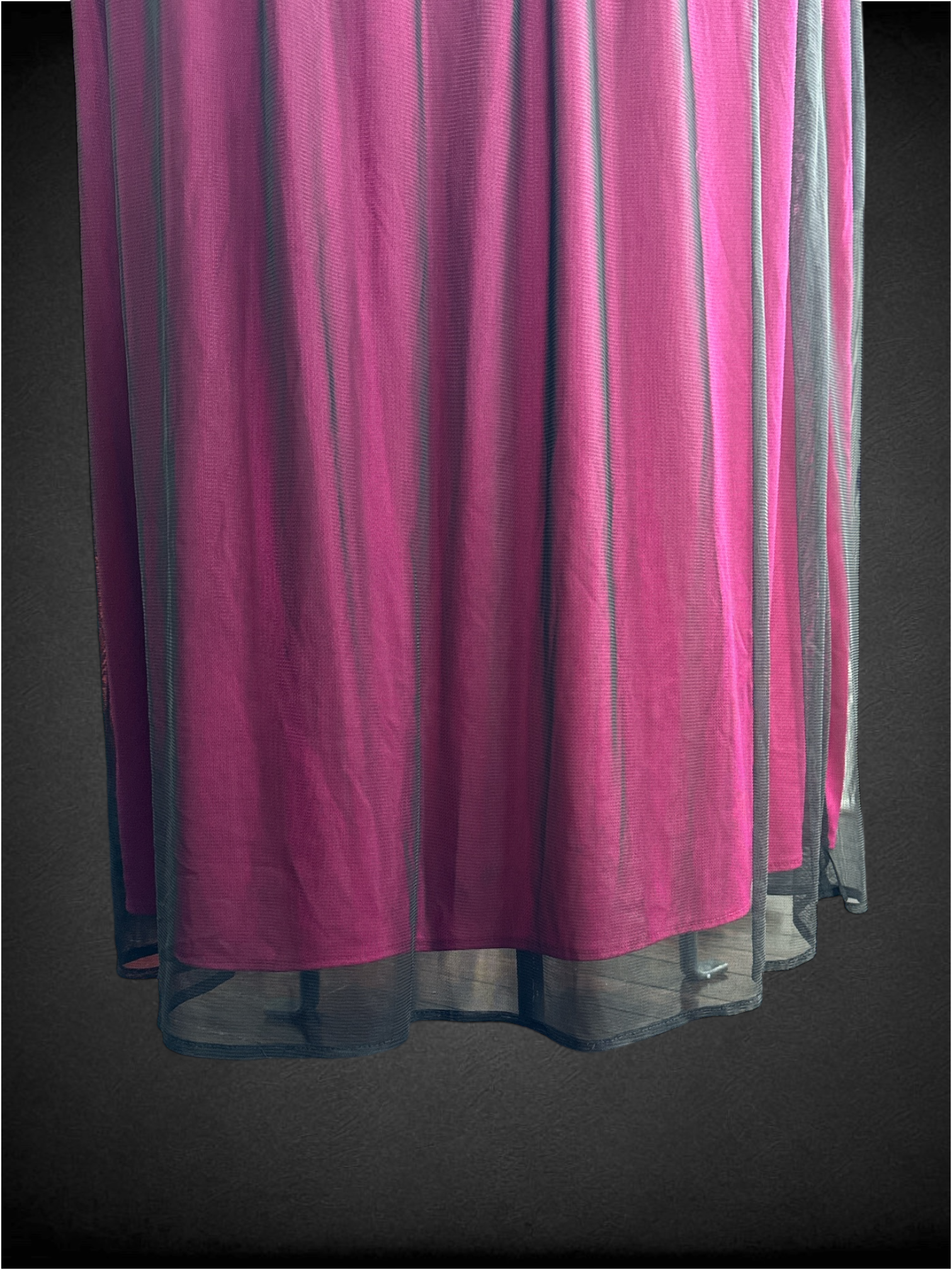 4X Vintage Notations pink maxi skirt with black mesh overlay
