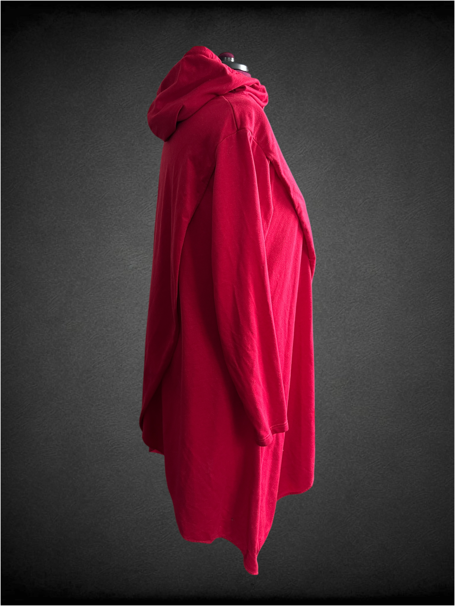 1X Coofandy red long layered asymmetrical hoodie