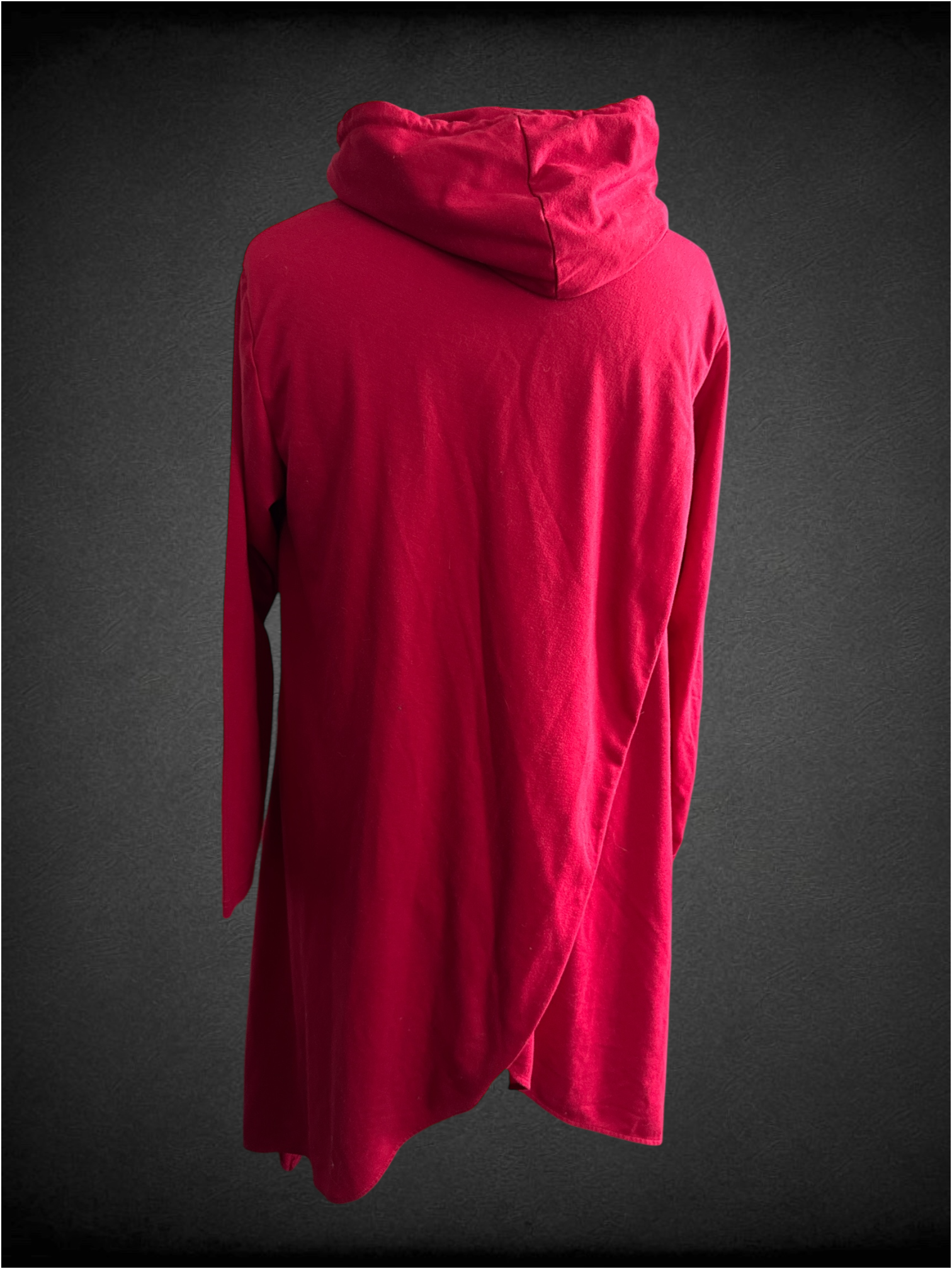 1X Coofandy red long layered asymmetrical hoodie