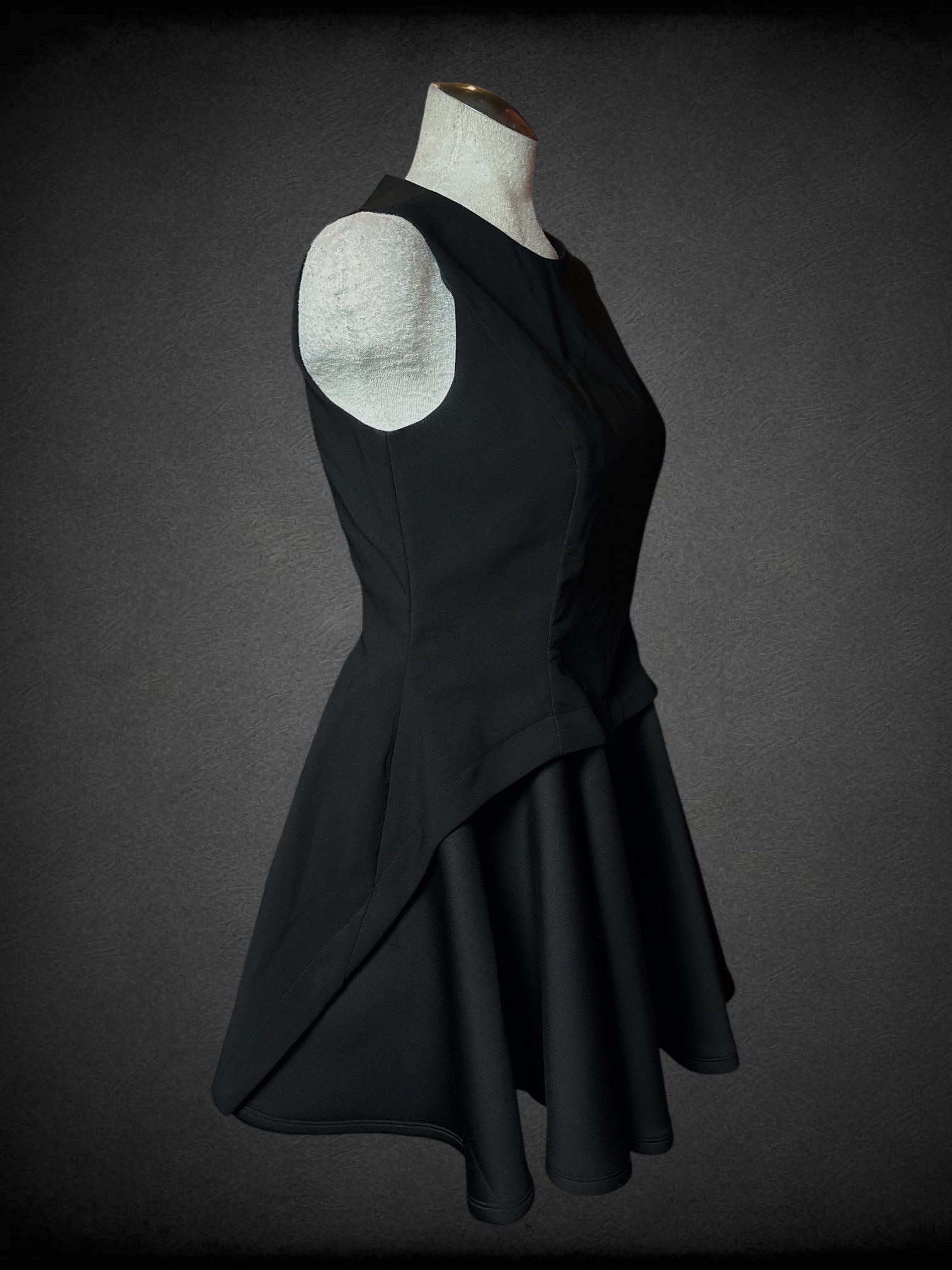 S AQAQ black sleeves dress with high-low peplum layer