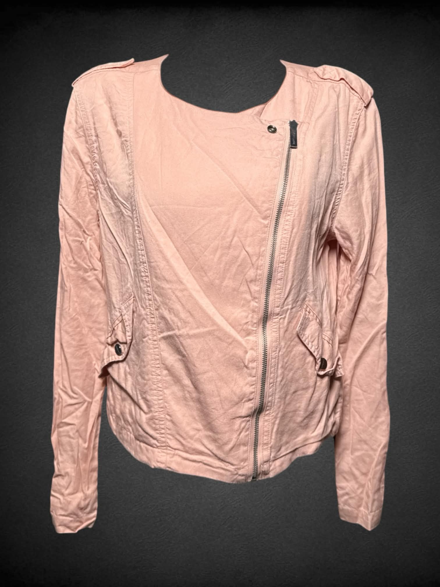 L Sanctuary Pink Asymmetrical Biker Style Zip Up Jacket