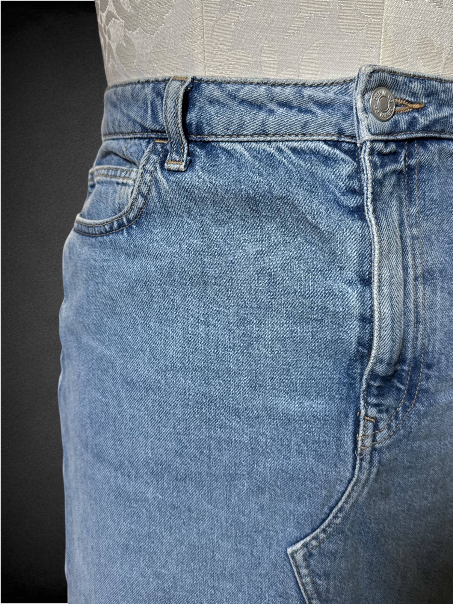 L Denim & Co. long denim skirt with front slit