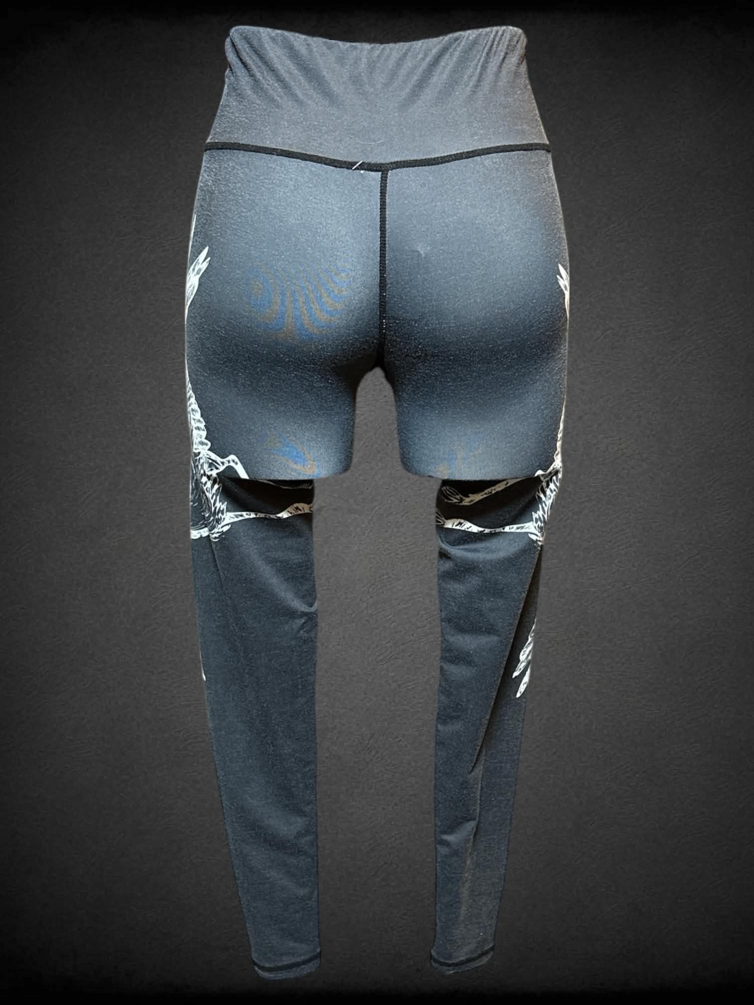 S dark grey leggings with crane graphics on sides