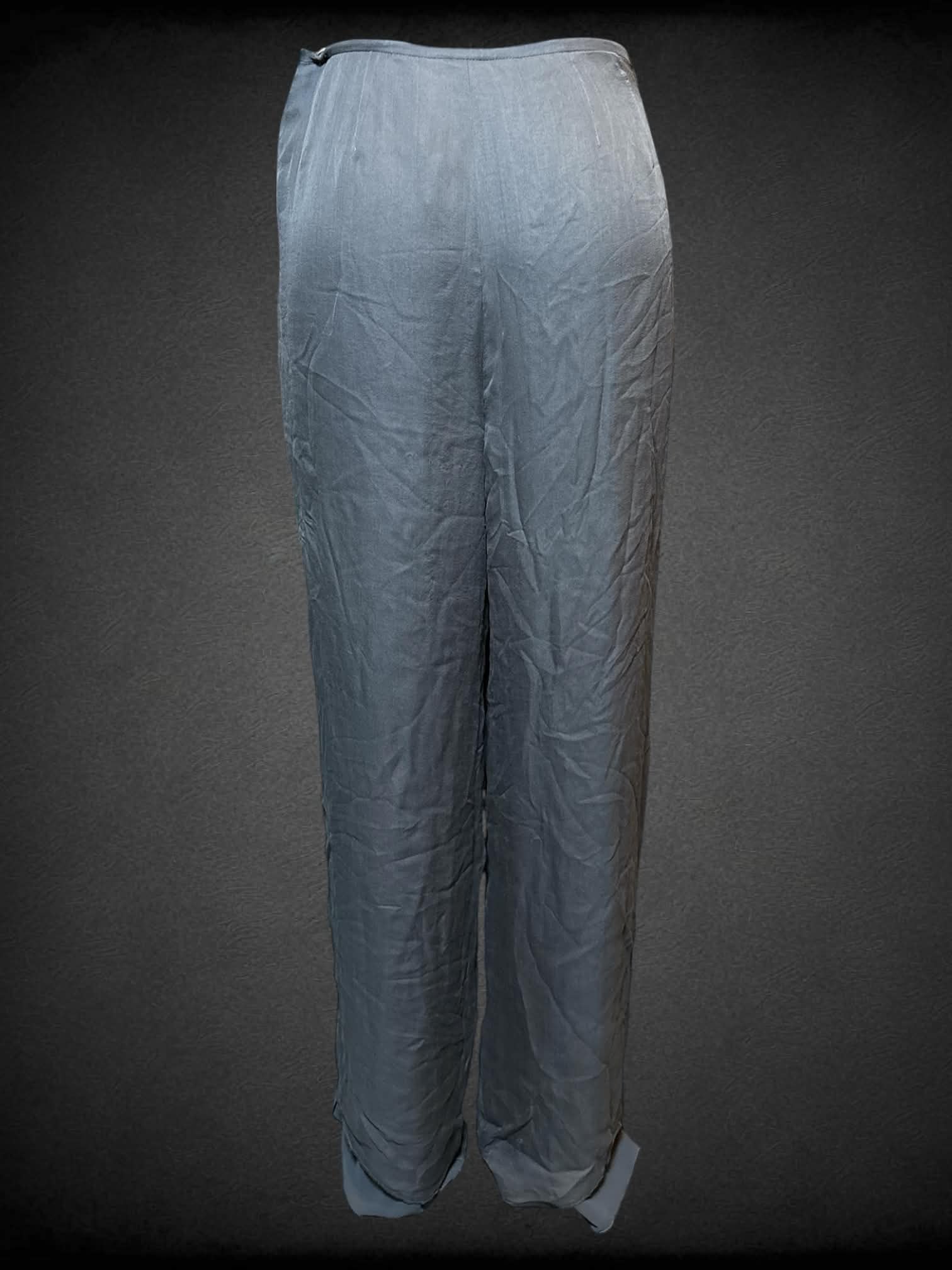 S Giorgio Armani vintage 90s grey sheer fabric pants with zipper and button on side
