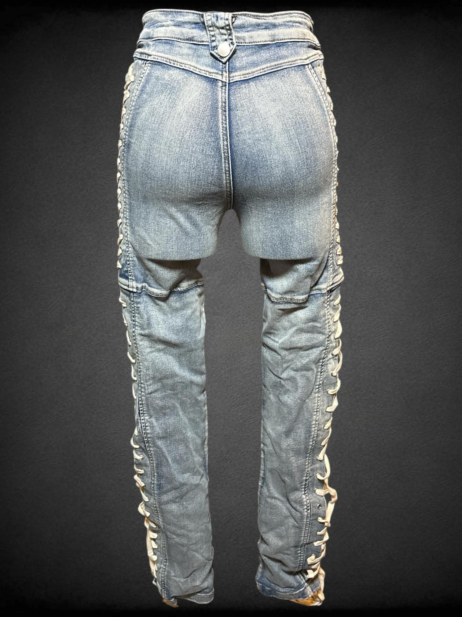 S Fashion Nova jeans with white lacing on sides