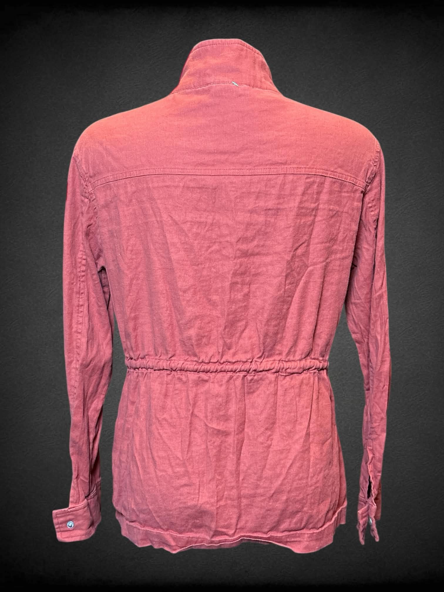 S 32 Cool burnt orange long sleeve dress zip up jacket with pockets, and elastic waistband