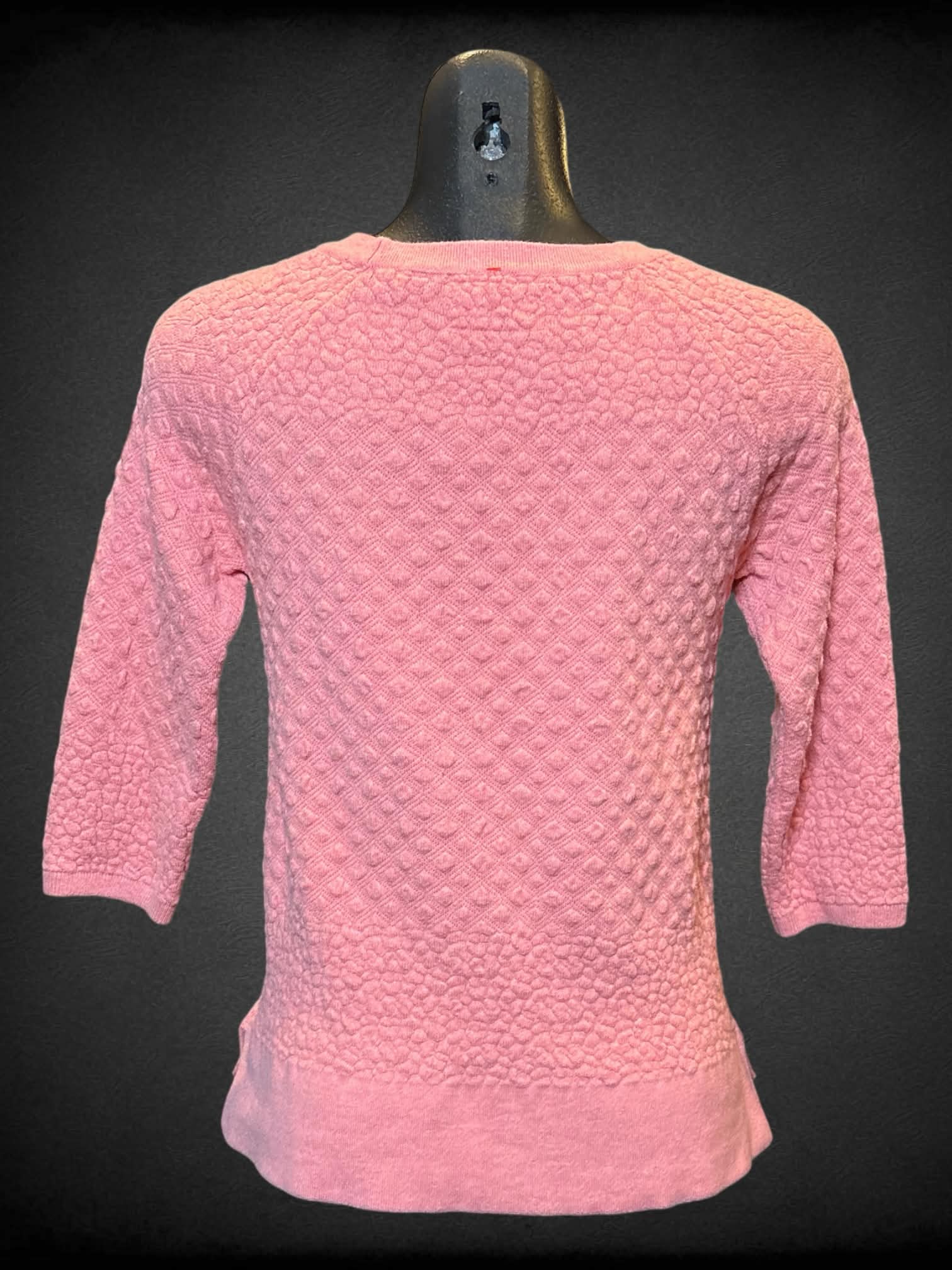 M Field Flower pink half sleeve knit top with diamond design