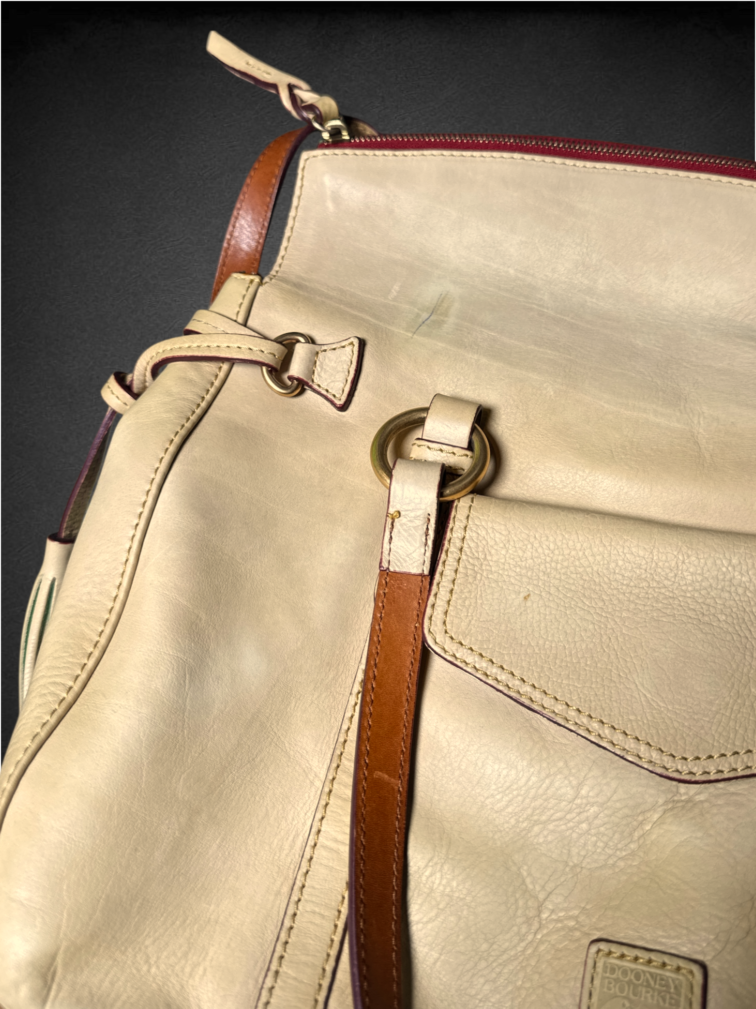 Dooney & Bourke Florentine Smith Bag in Cream Leather